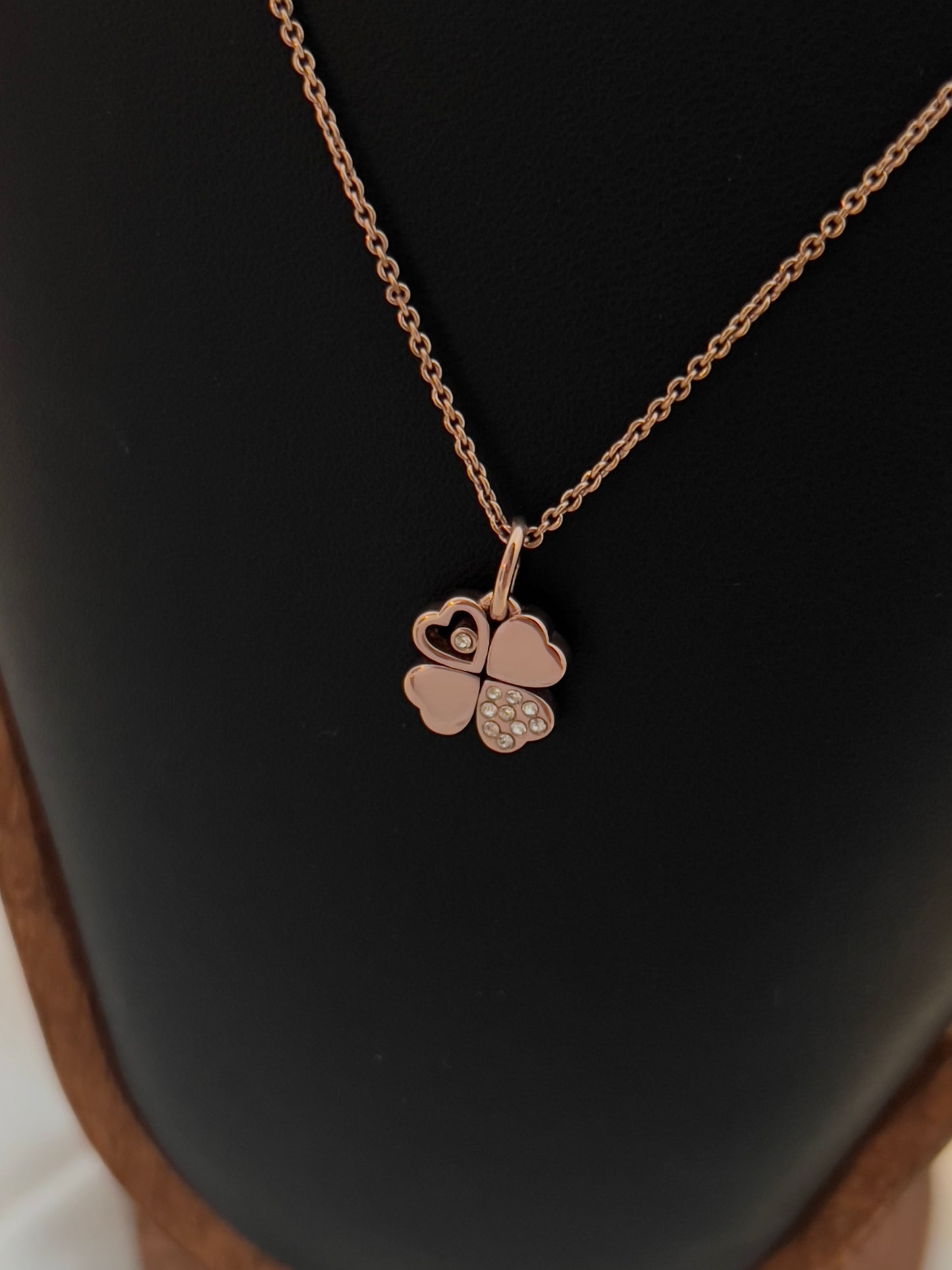 Coach Lucky Clover Rose Gold Tone Necklace