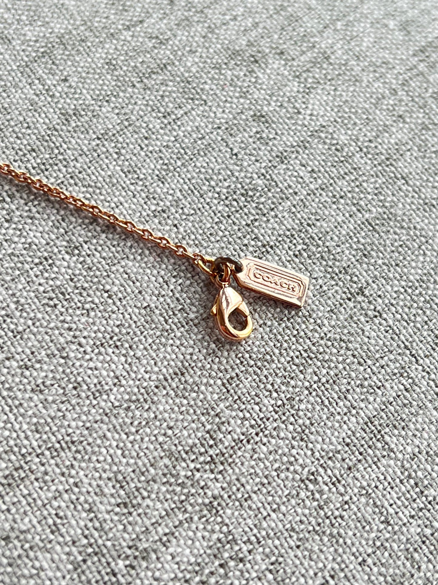 Coach Double Heart Pendant Rose Gold Tone Necklace