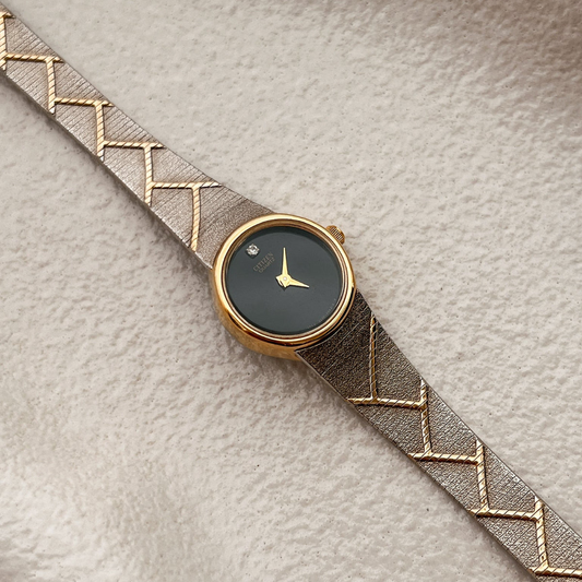 Citizen Round Deep Black Watch Two Toned Watch