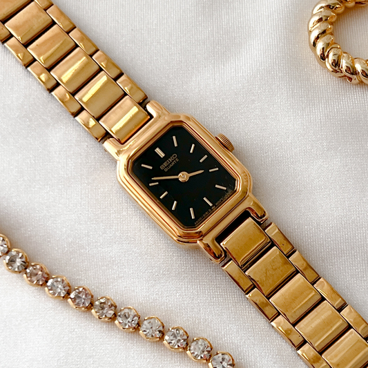 Seiko Petite Deep Black Dial Octo Watch