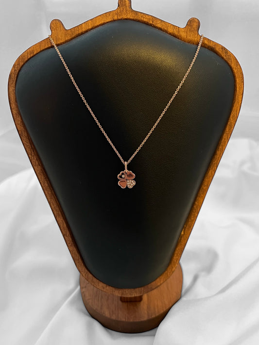 Coach Lucky Clover Rose Gold Tone Necklace