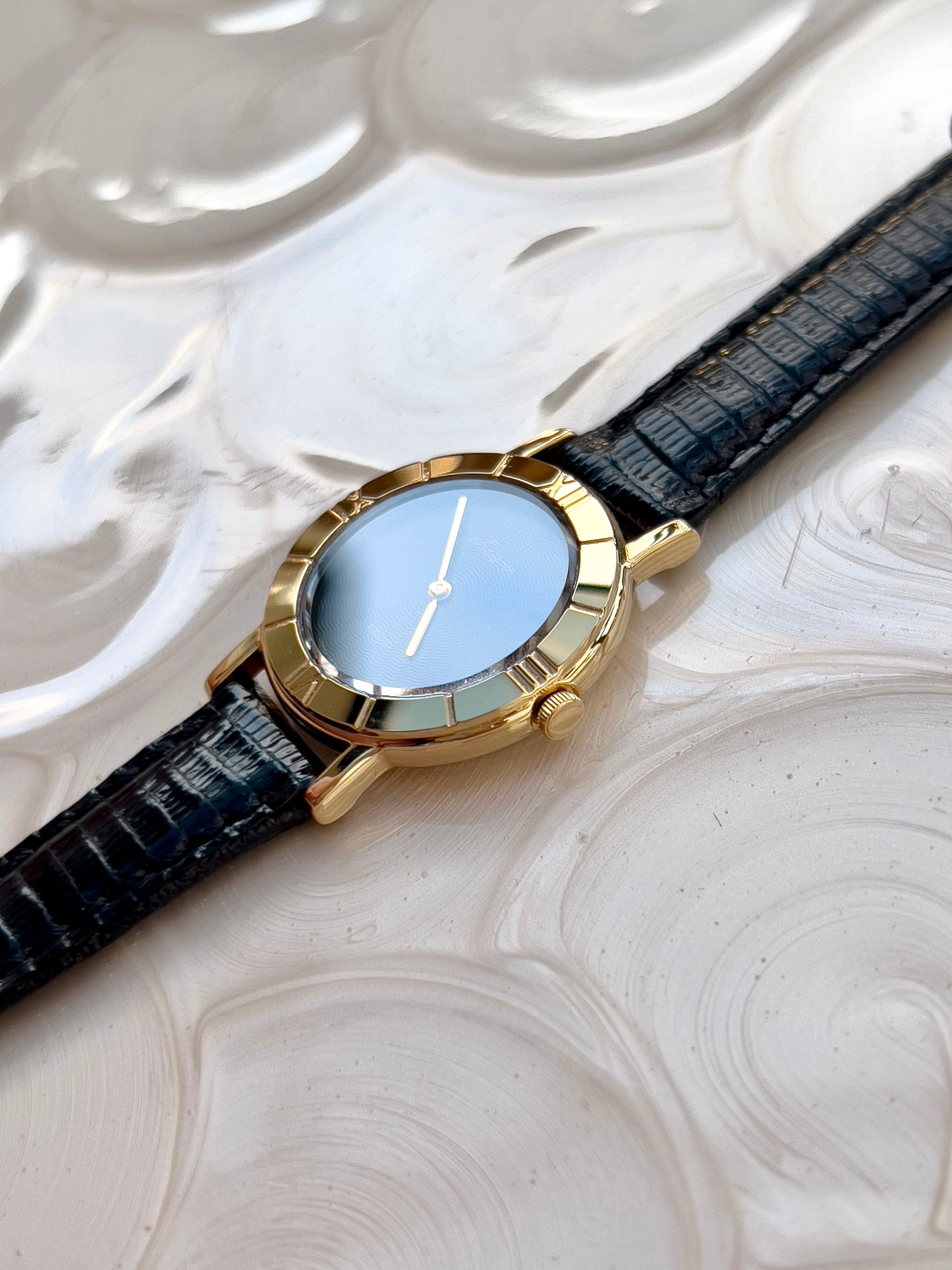 Seiko Guilloche Pattern Black Dial Woman's Watch