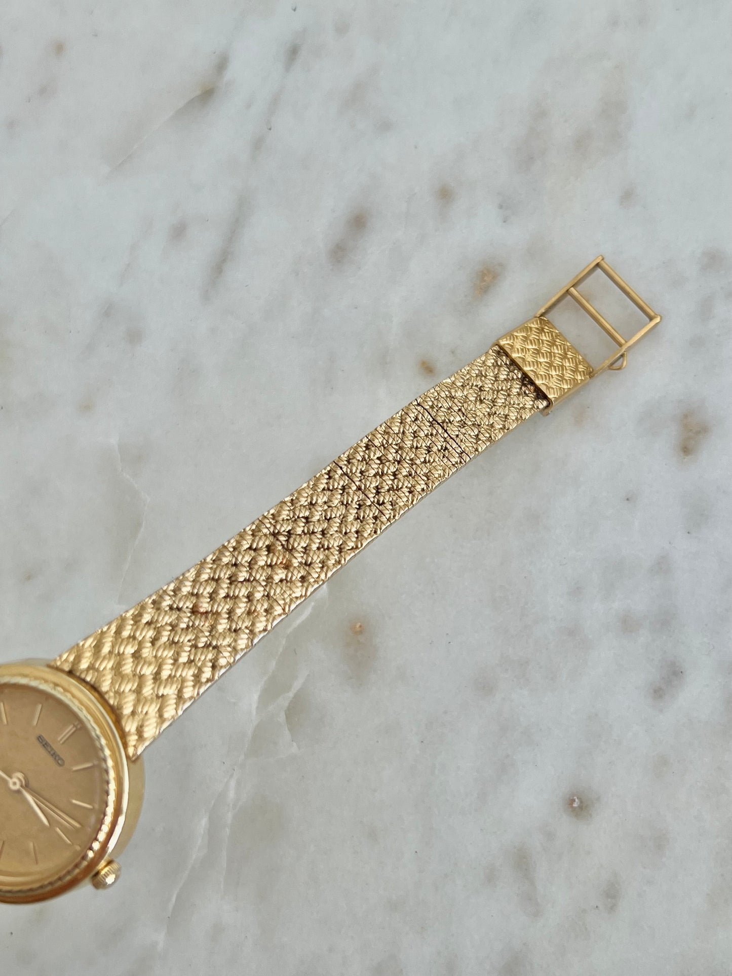 Seiko Gold Rope Bezel Women's Watch with Mesh Bracelet