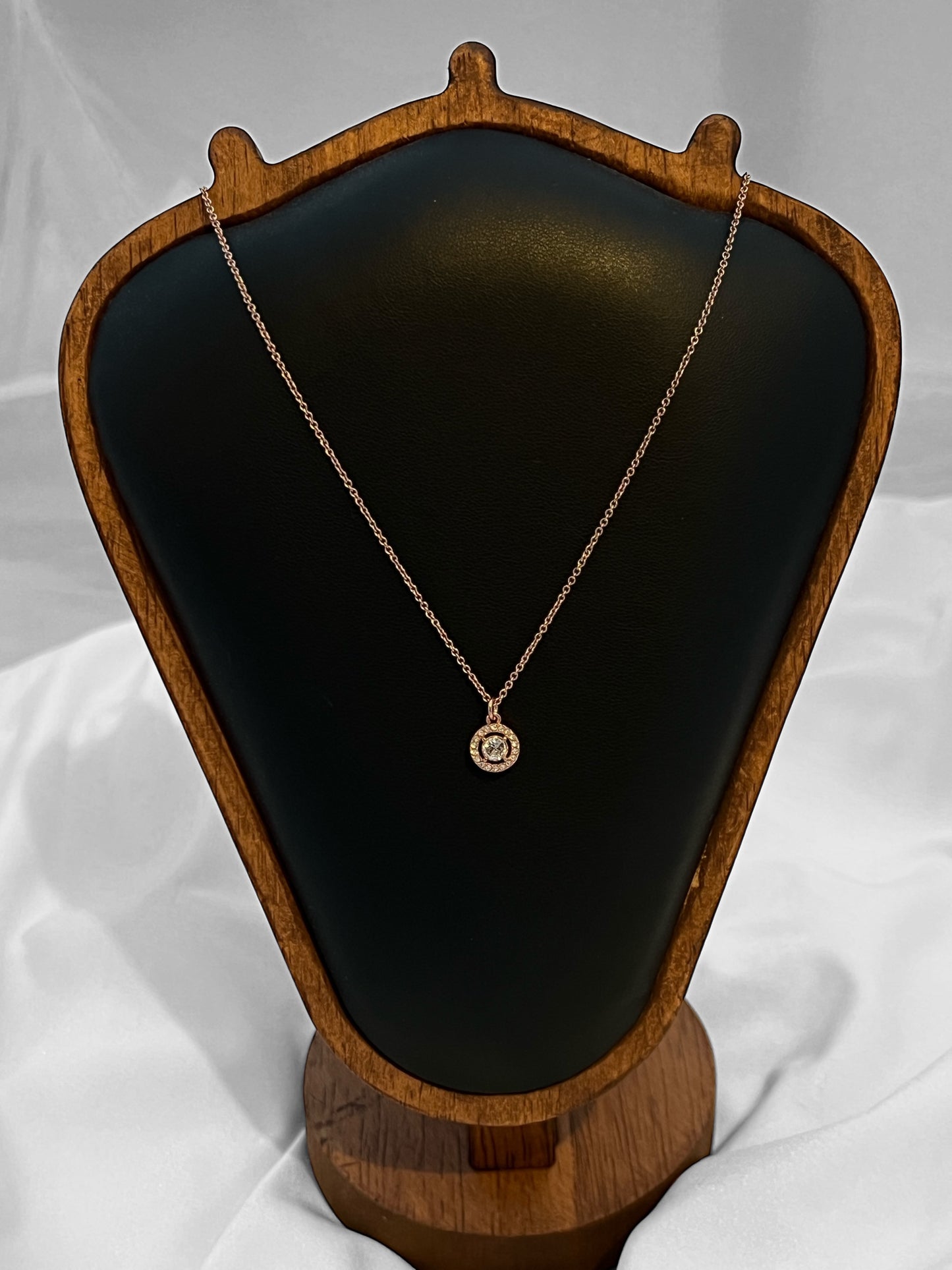 Coach Round Pavé Halo Pendant Rose Gold Tone Necklace