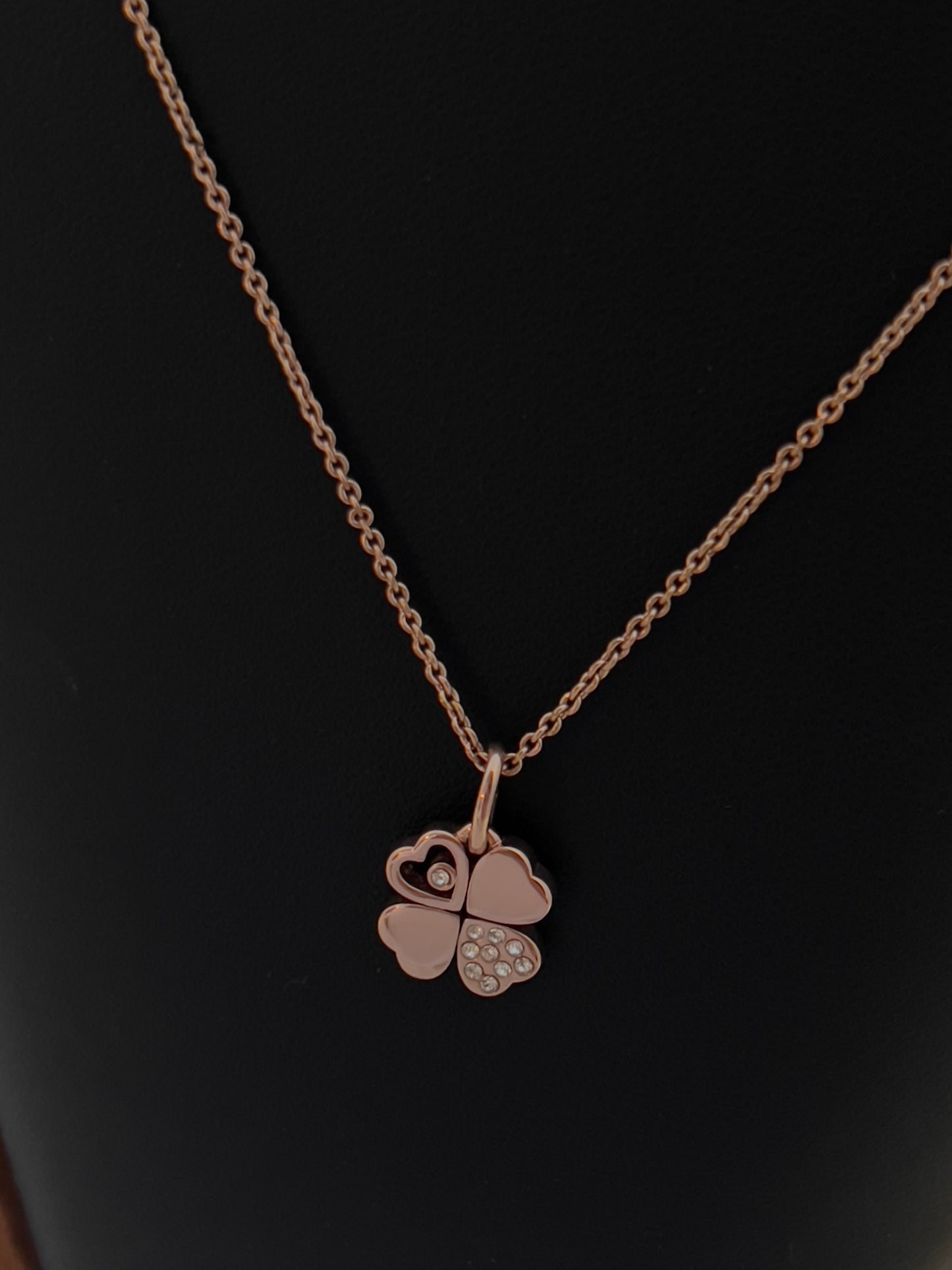 Coach Lucky Clover Rose Gold Tone Necklace
