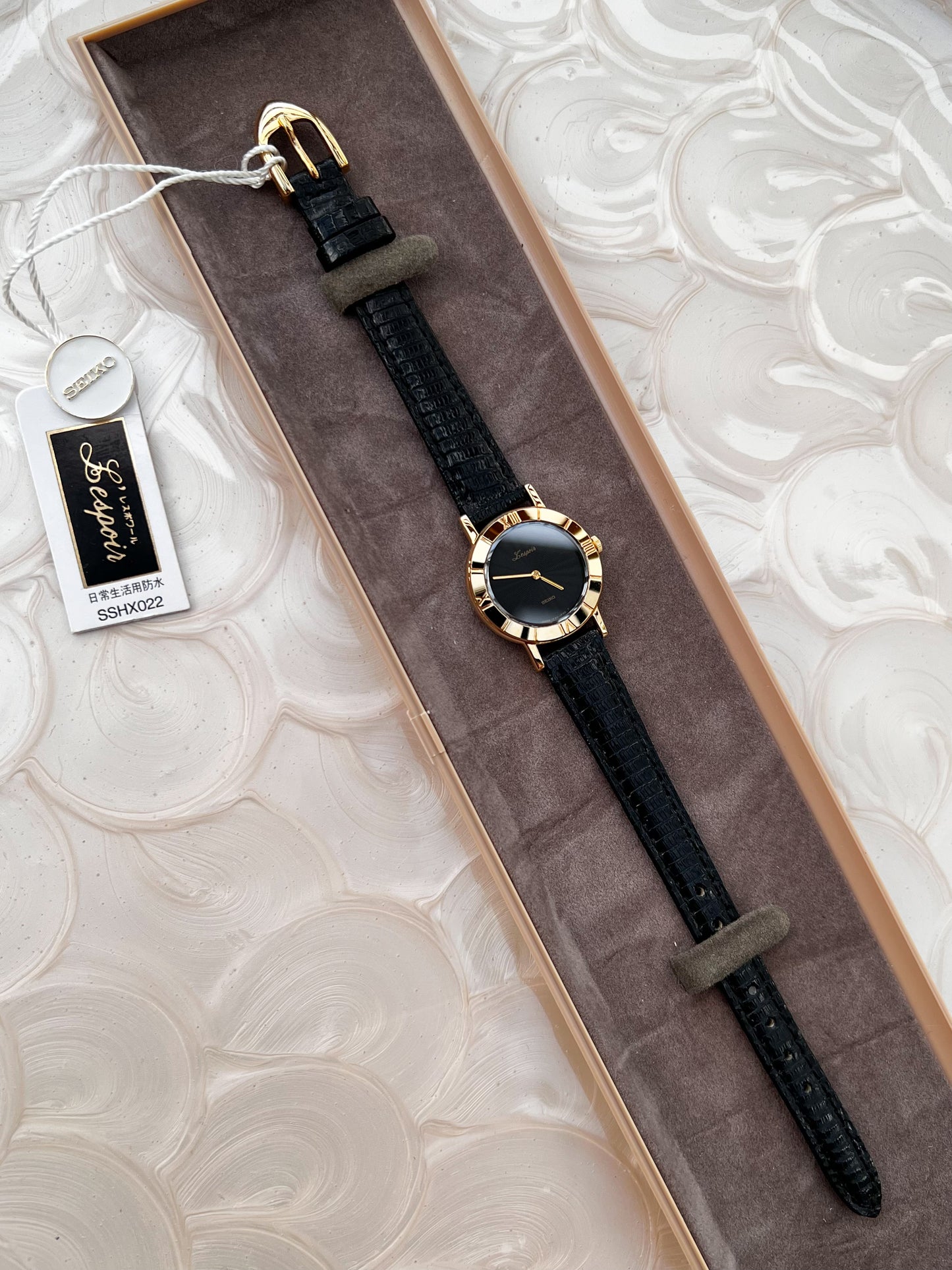 Seiko Guilloche Pattern Black Dial Woman's Watch