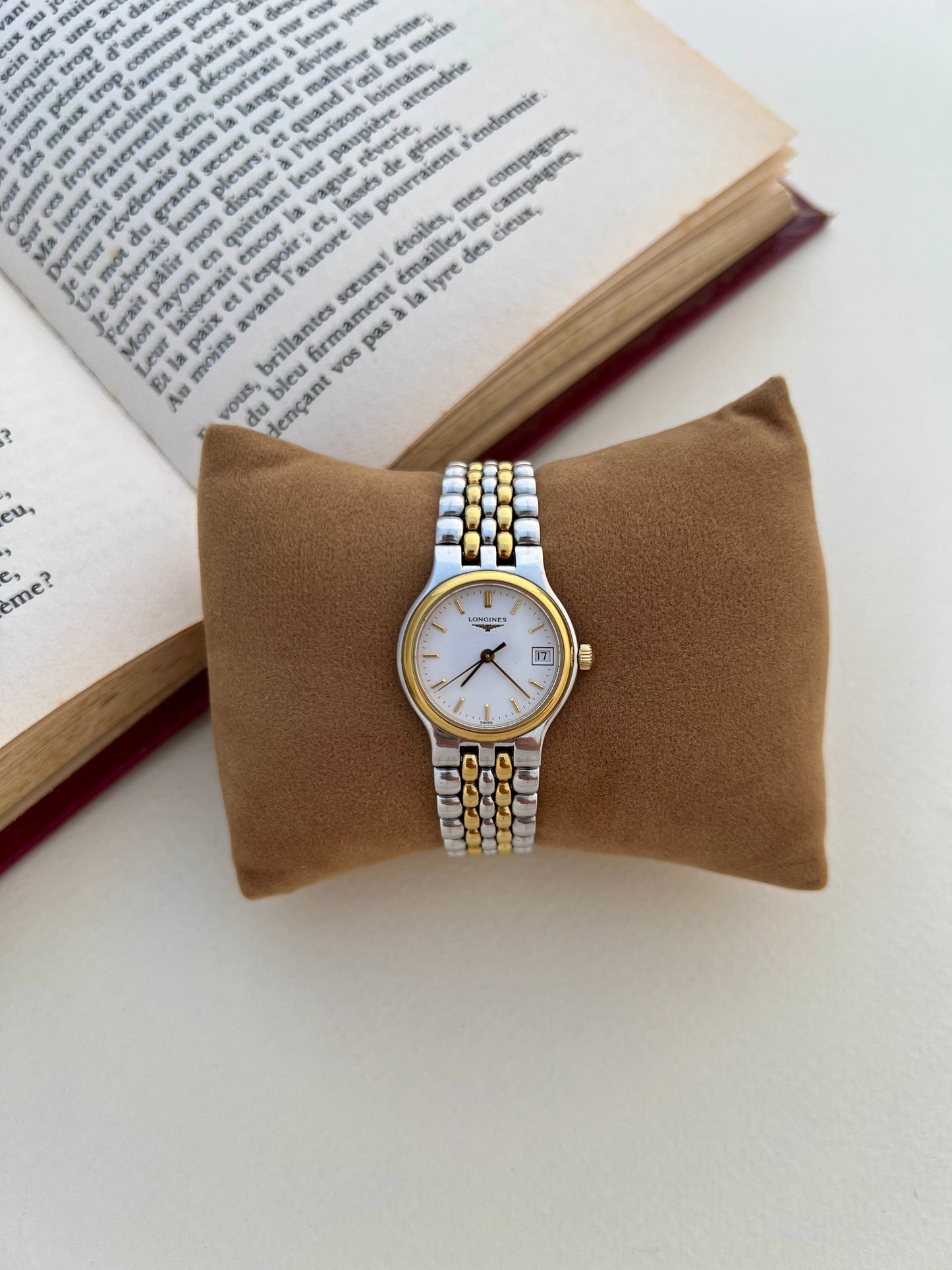 Longines Two Tone Gold Bezel Ladies Watch with Date