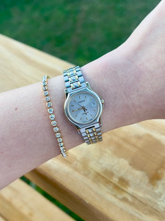 Tissot Seastar Ladies’ Two-Tone Watch with Textured Silver Dial