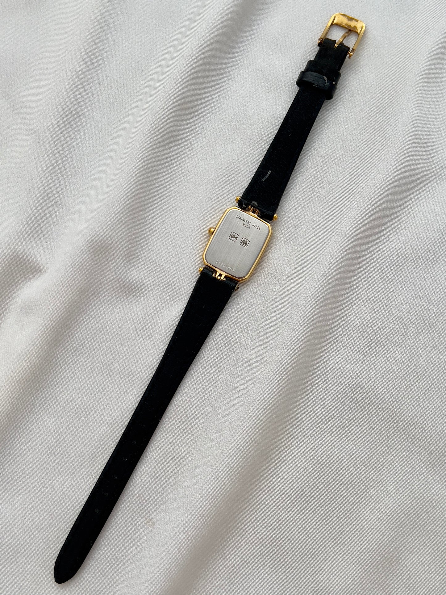Longines Gold Toned Rectangular Womans Watch with Intricate Details