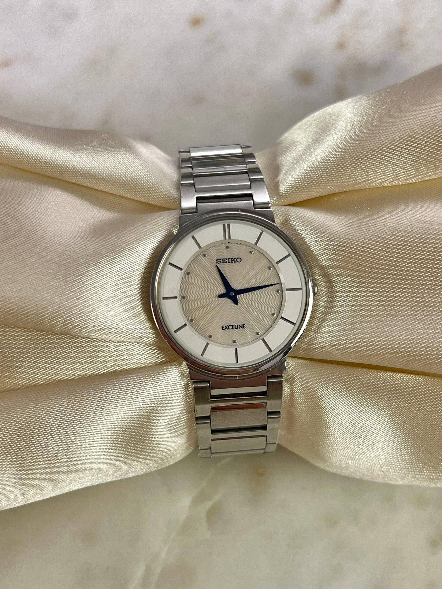 Seiko Guilloche Pattern White Dial Woman's Watch