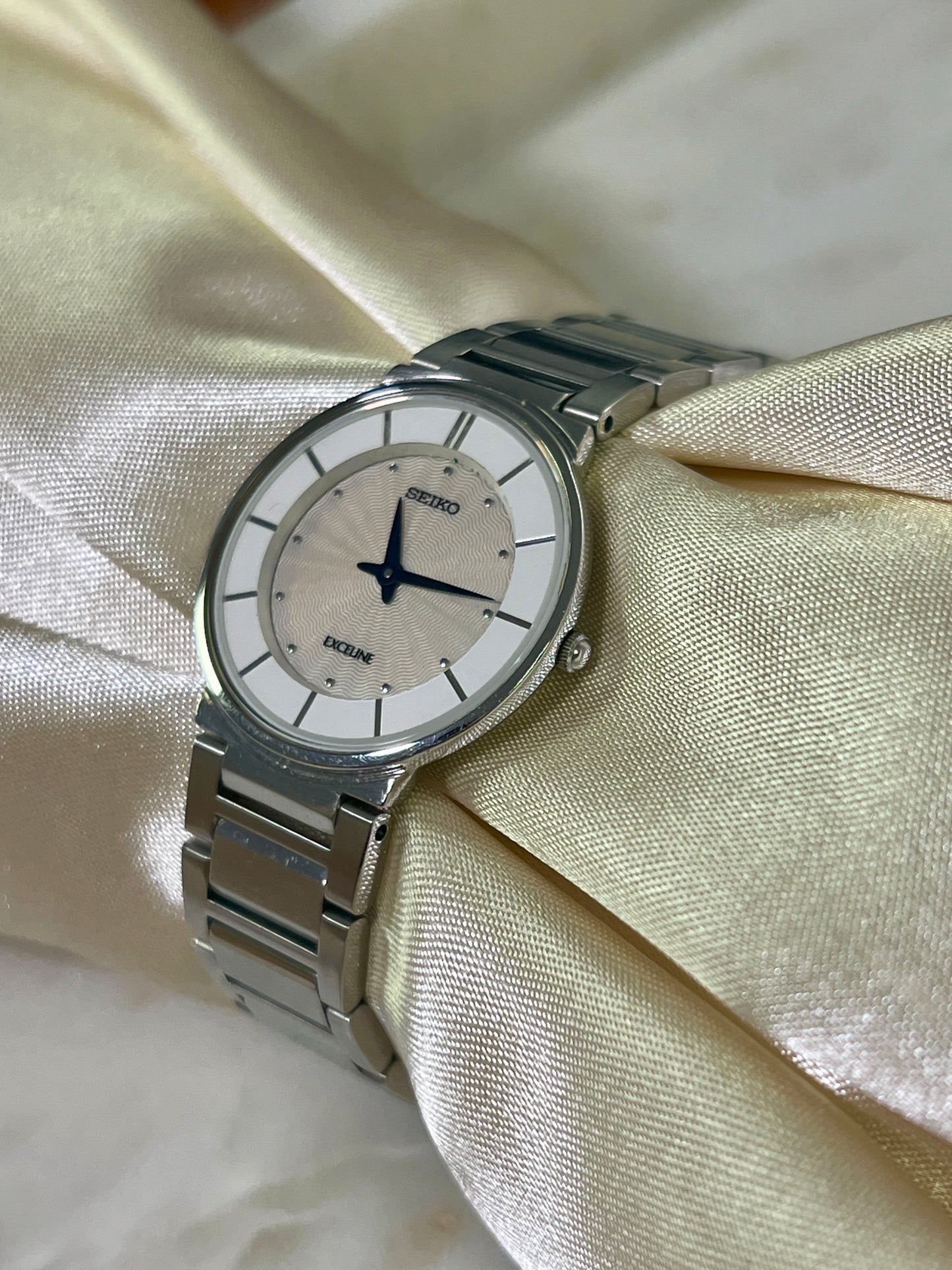 Seiko Guilloche Pattern White Dial Woman's Watch