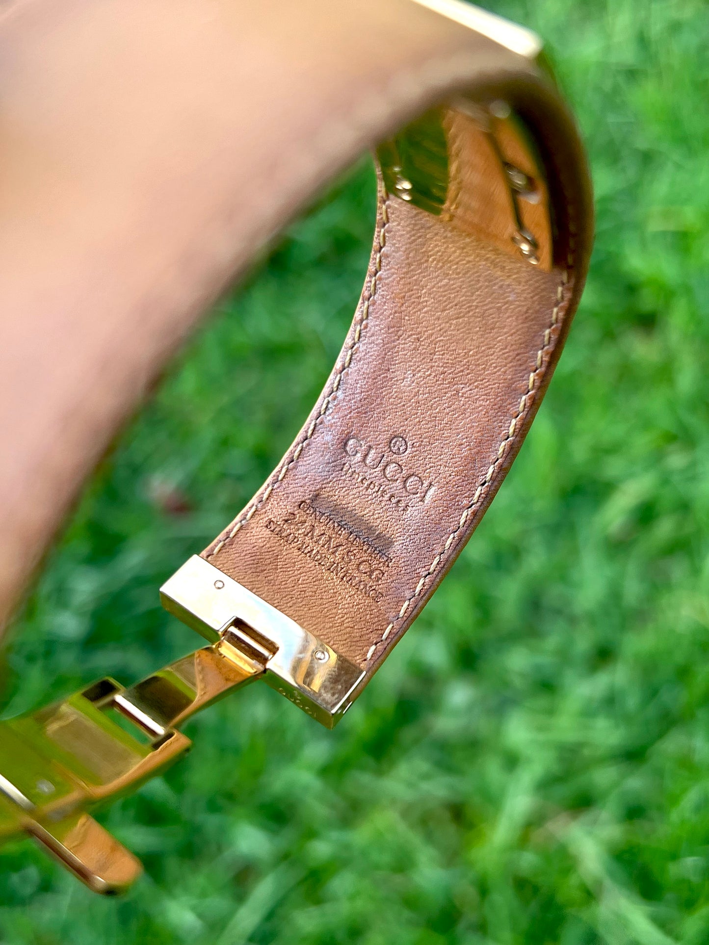 Gucci Gold Leather Cuff Women’s Watch