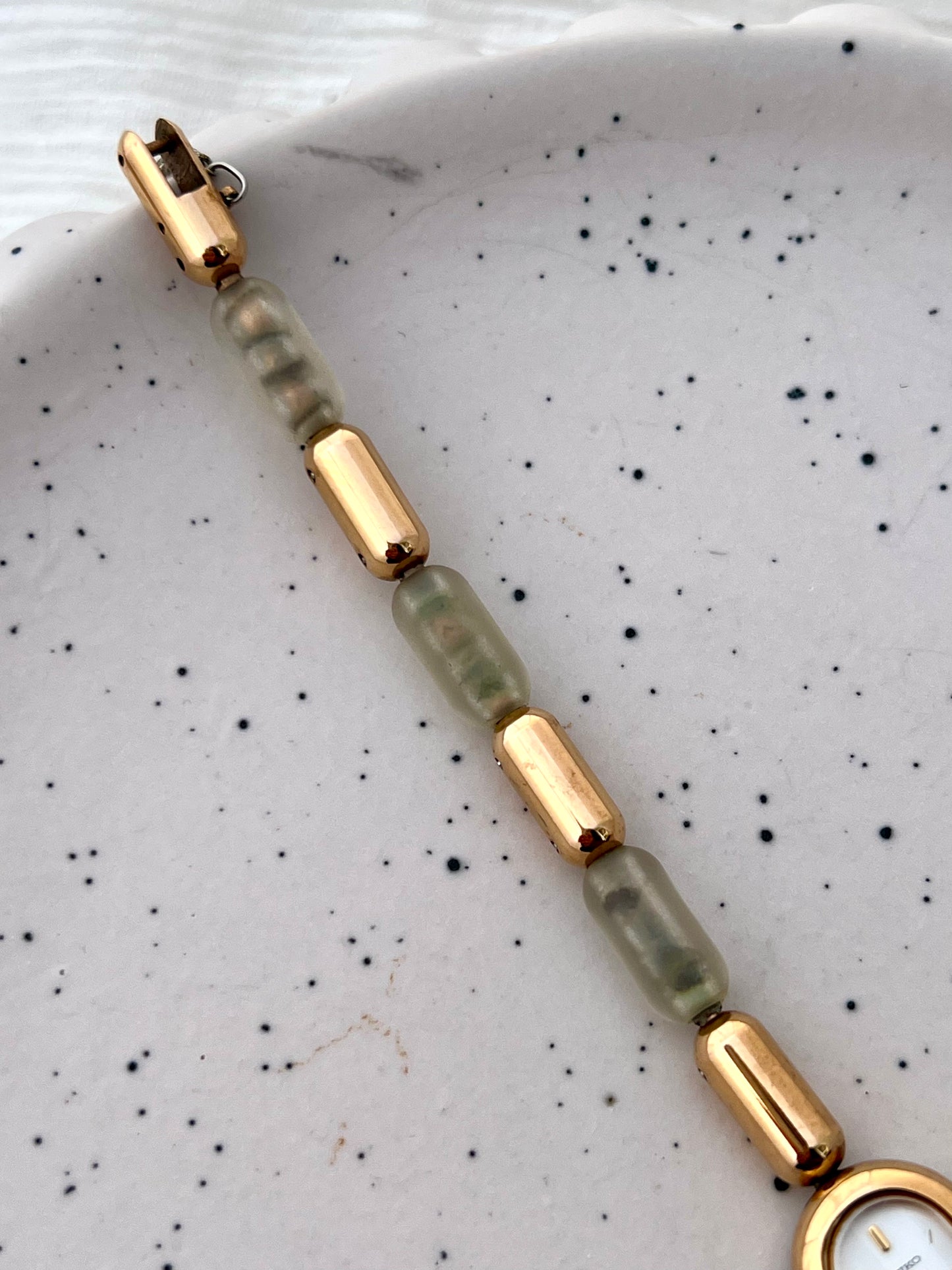 Seiko Ladies Capsule Shaped Gold and Unique Resin Bracelet Watch