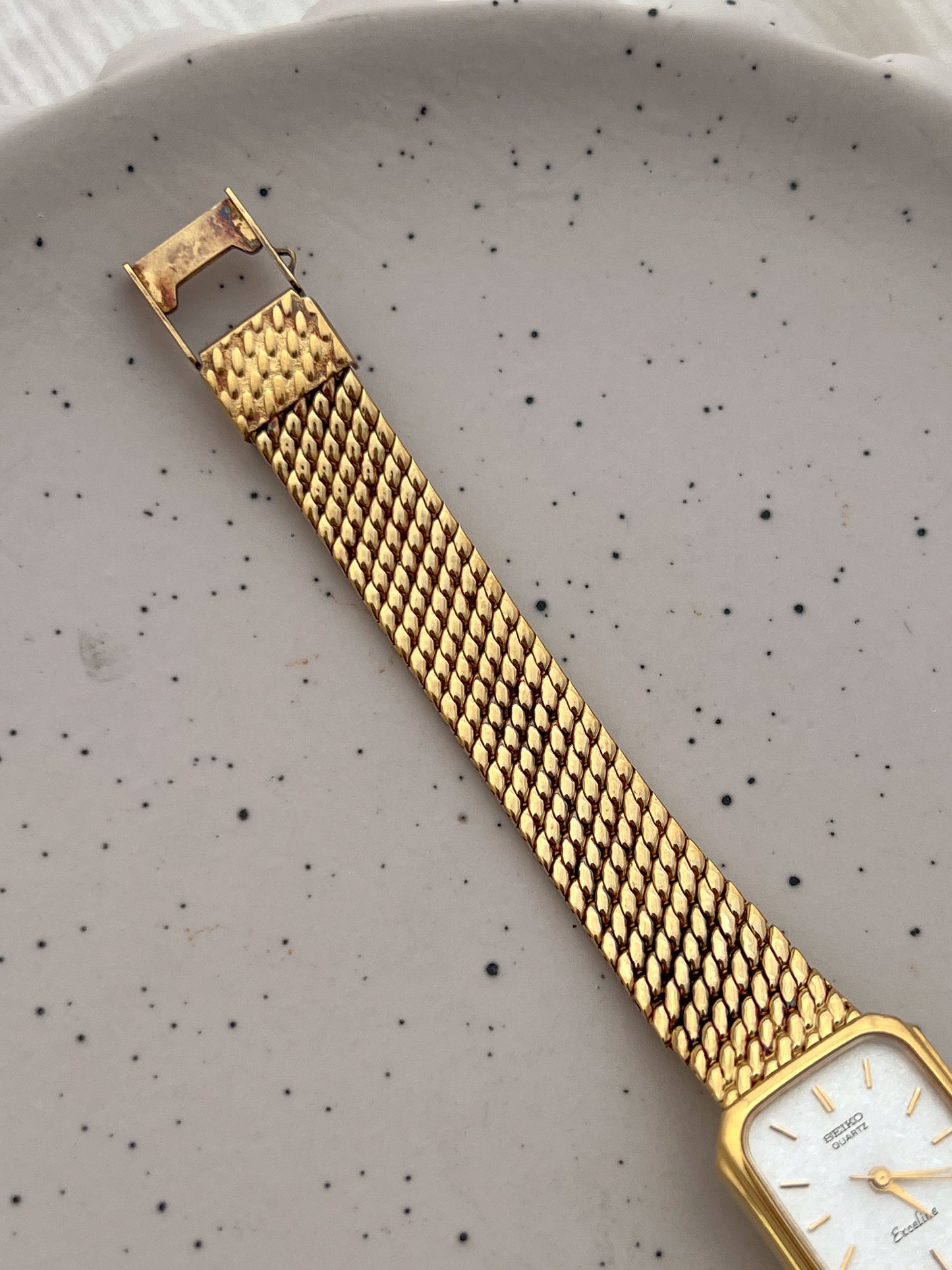 Seiko Exceline Rectangular Gold Toned Woman's Watch