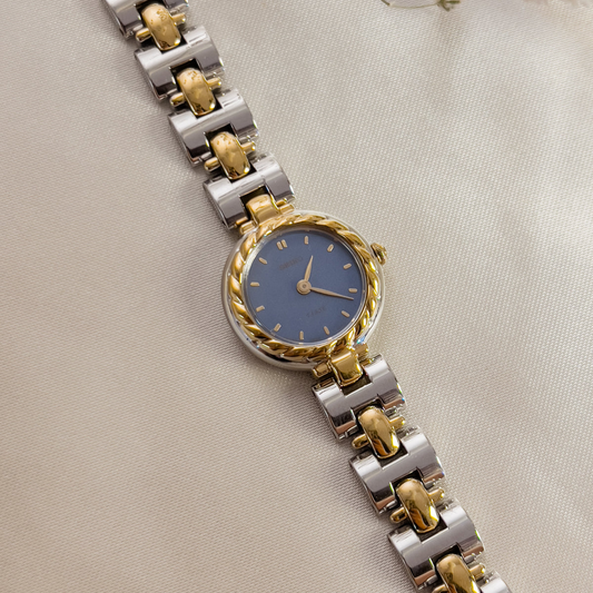 Seiko Tisse Two Tone Women's Watch with Rope Bezel and RARE Ash Blue Dial