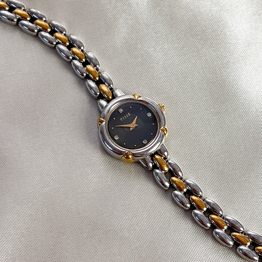 Seiko Tisse Two Tone Black Dial with Diamonds Women's Watch