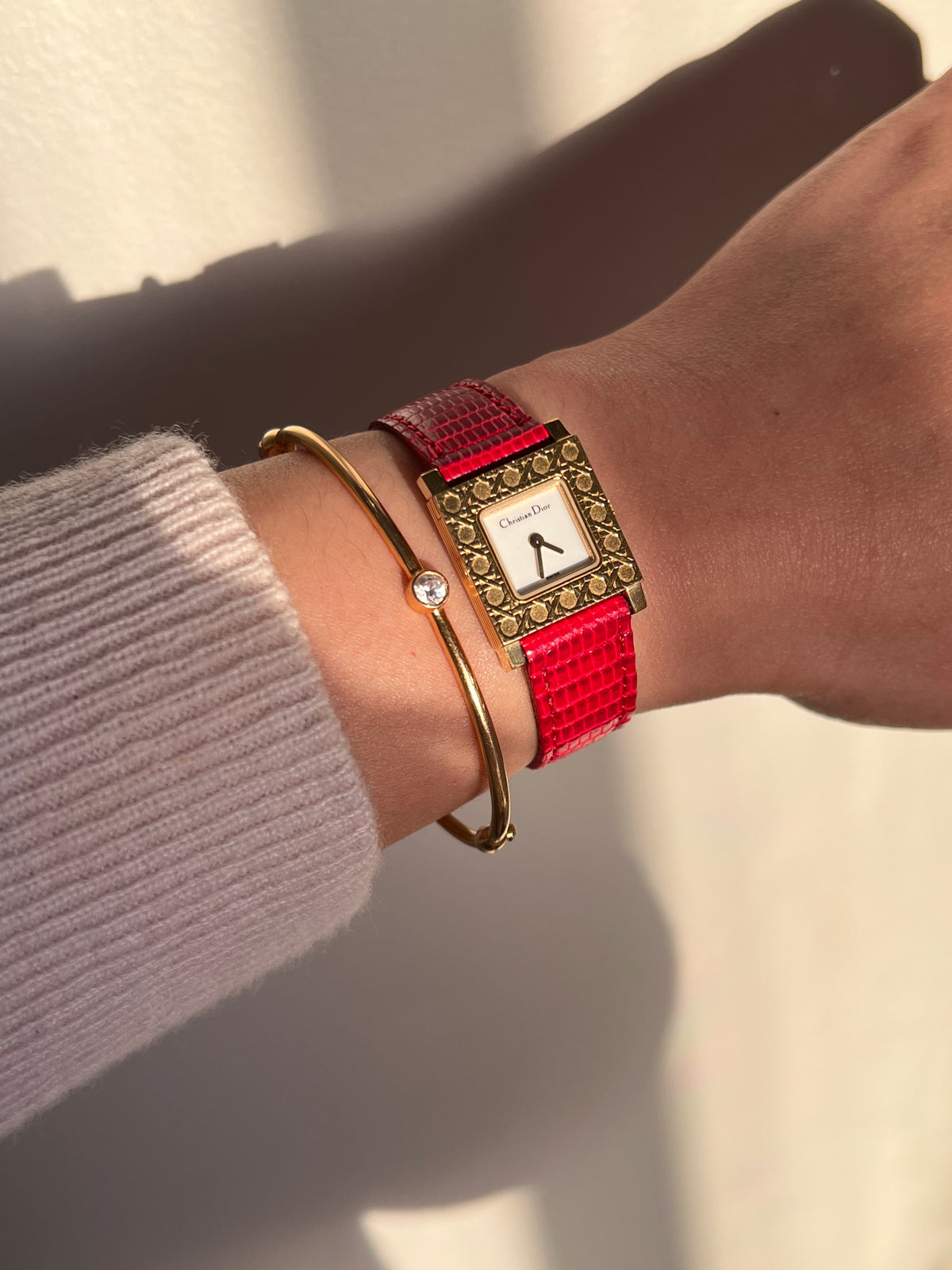 Christian Dior La Parisienne Relief Case Women’s Watch, dial close up of a vintage women's watch at Gilded Hour.