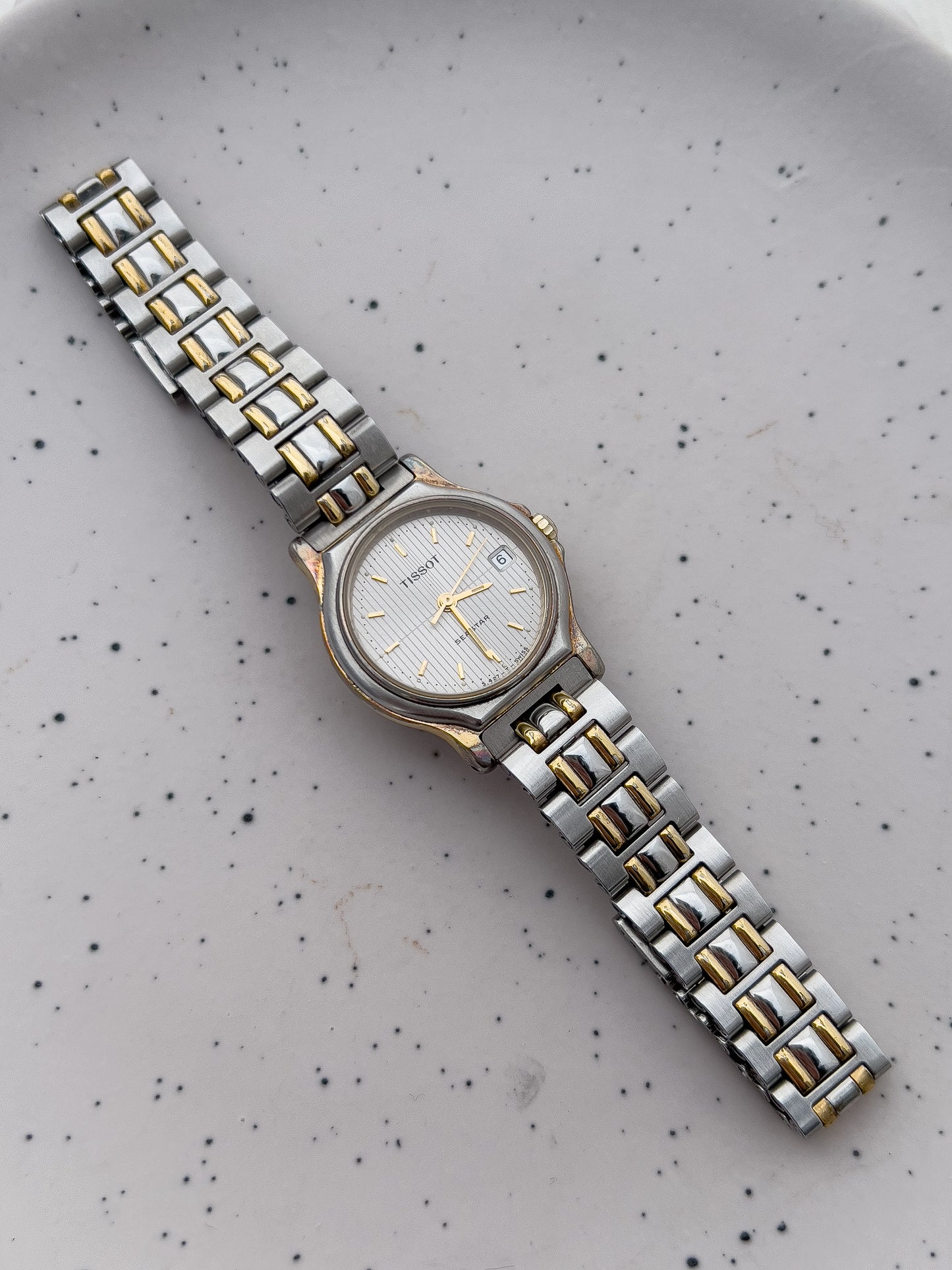 Tissot Seastar Ladies’ Two-Tone Watch with Textured Silver Dial