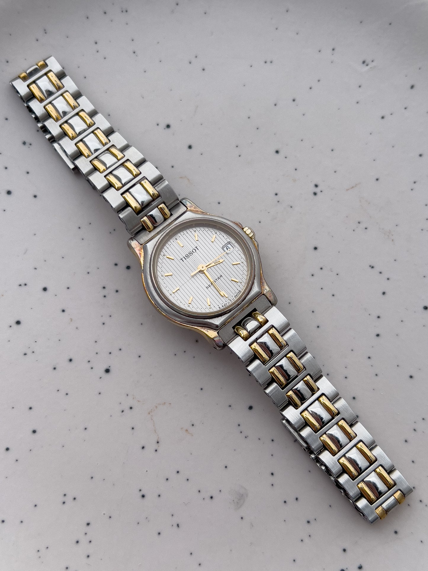 Tissot Seastar Ladies’ Two-Tone Watch with Textured Silver Dial