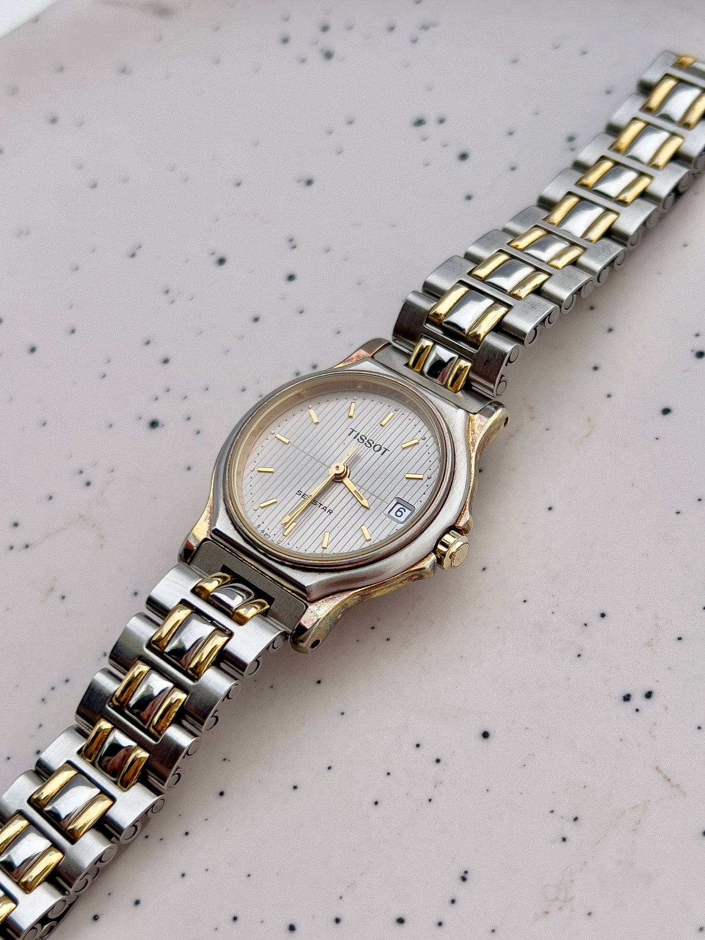 Tissot Seastar Ladies’ Two-Tone Watch with Textured Silver Dial