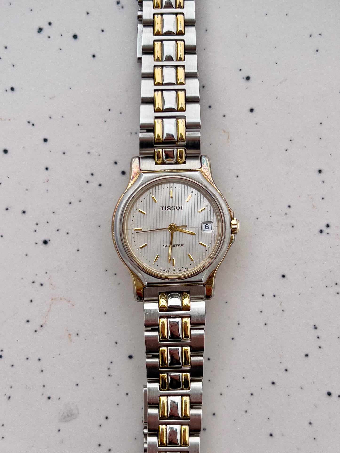 Tissot Seastar Ladies’ Two-Tone Watch with Textured Silver Dial