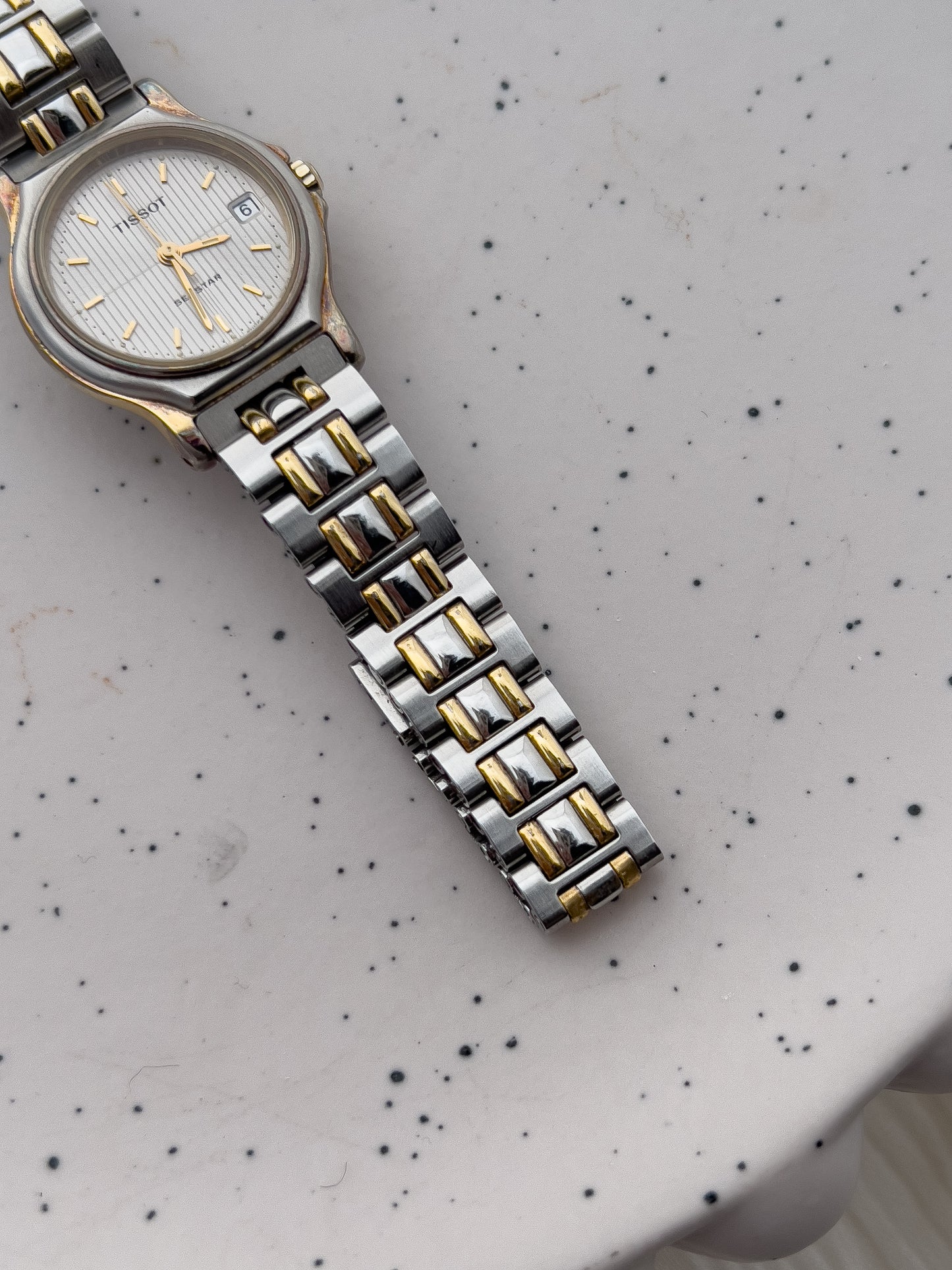 Tissot Seastar Ladies’ Two-Tone Watch with Textured Silver Dial