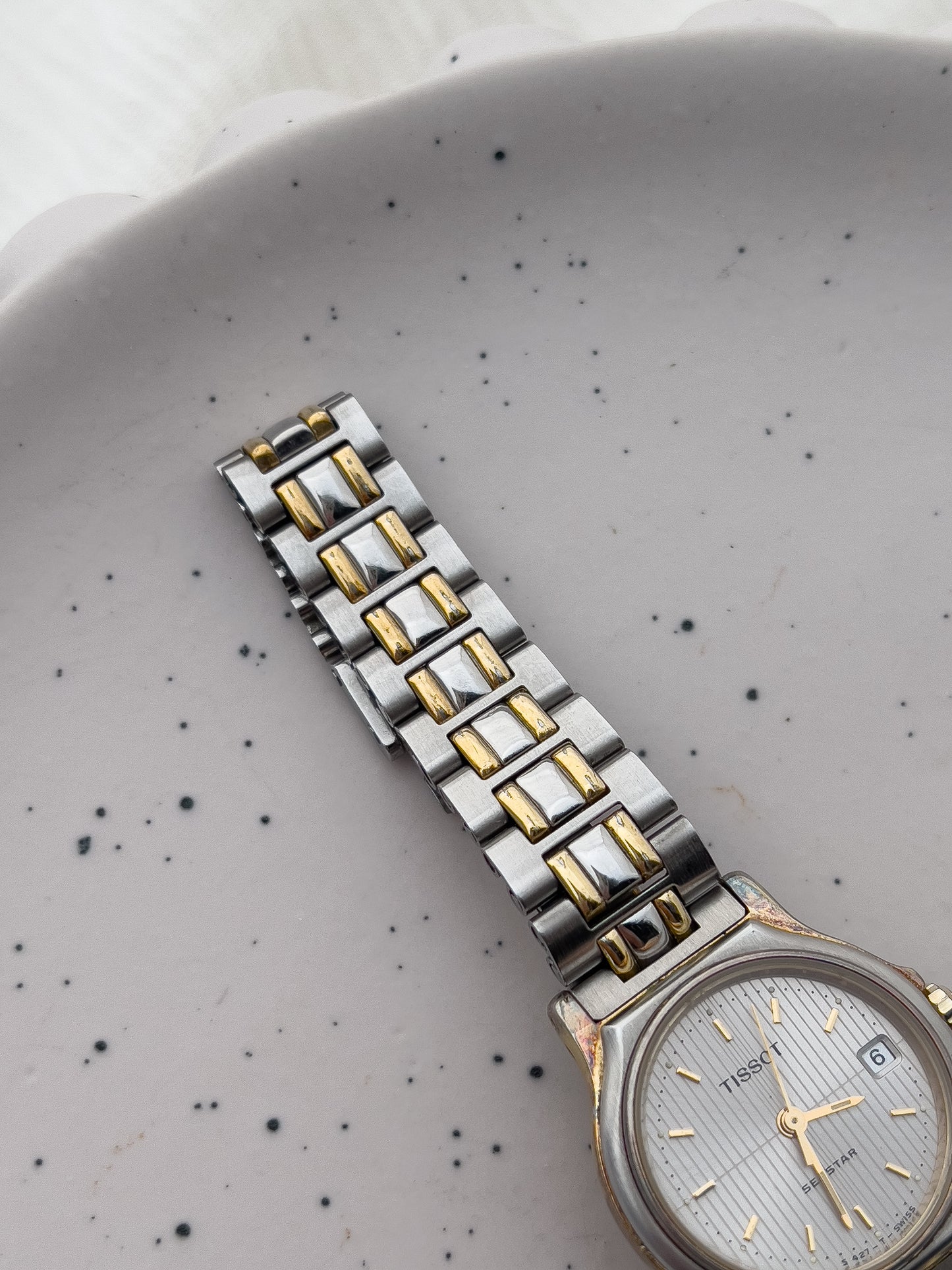 Tissot Seastar Ladies’ Two-Tone Watch with Textured Silver Dial
