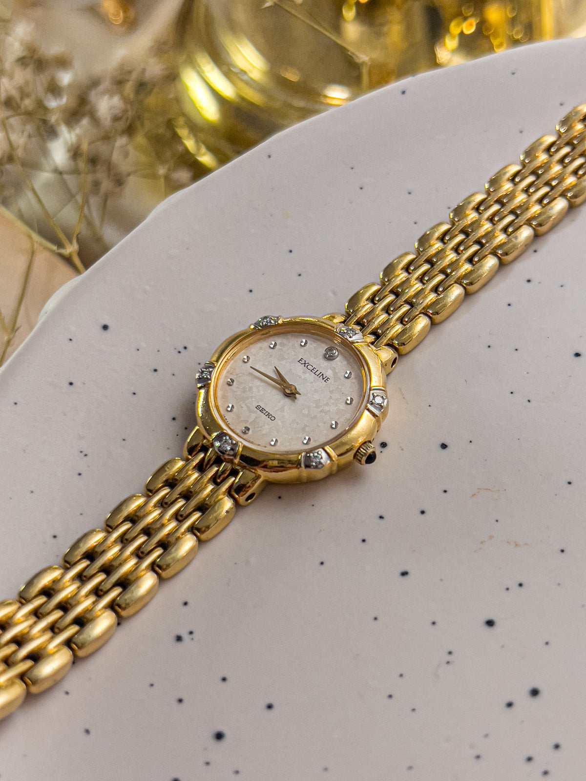Seiko Exceline Gold Women's Watch with Diamonds