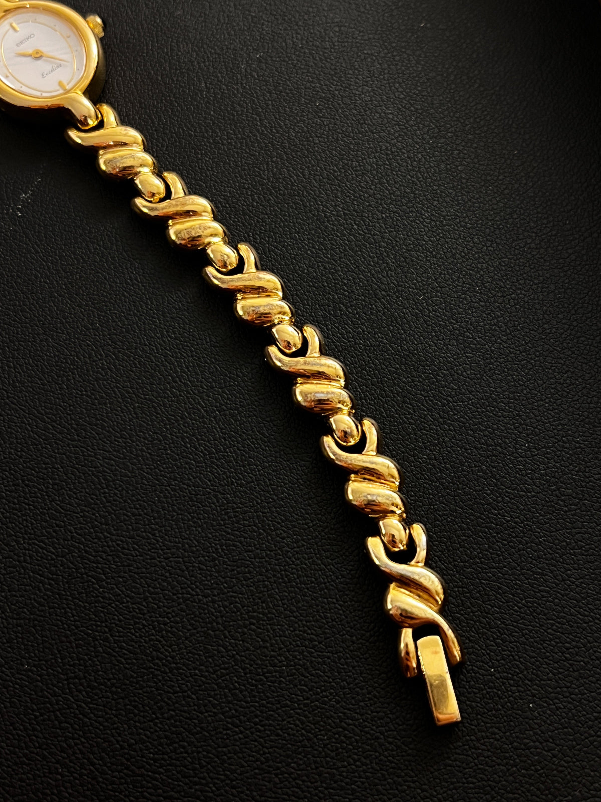 Seiko Exceline Gold Toned Watch with Unique Bracelet