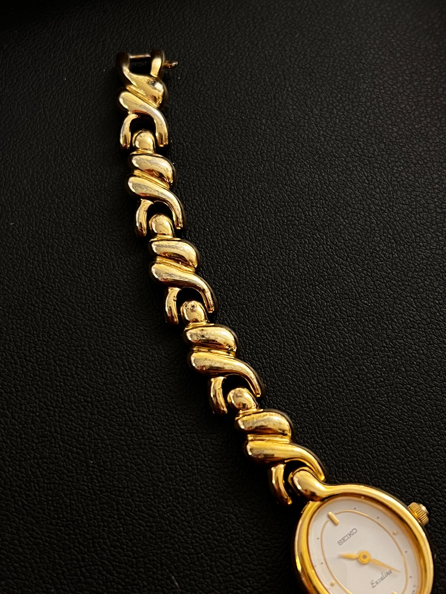 Seiko Exceline Gold Toned Watch with Unique Bracelet