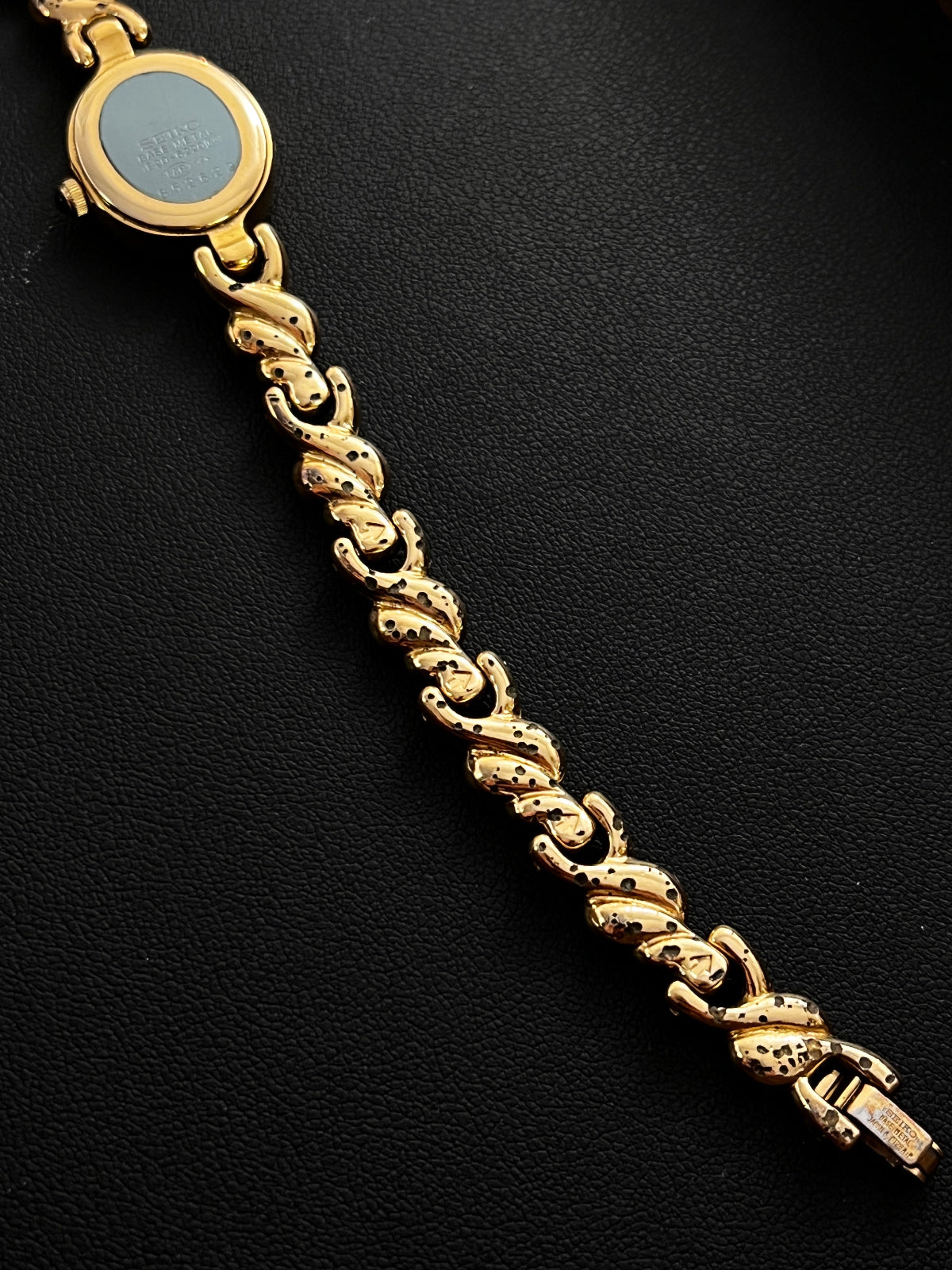 Seiko Exceline Gold Toned Watch with Unique Bracelet