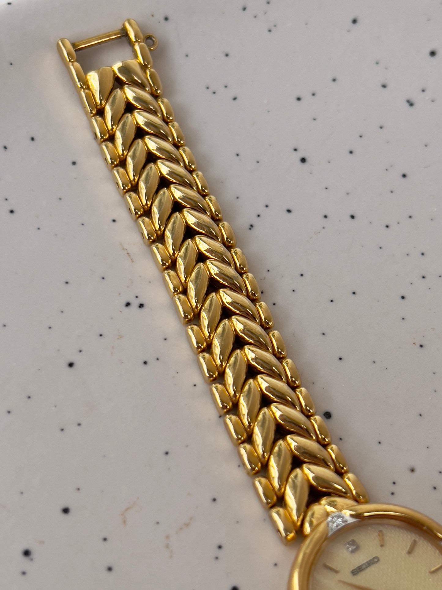Seiko Exceline Woman's Watch with Diamonds and Dragon Pattern Bracelet