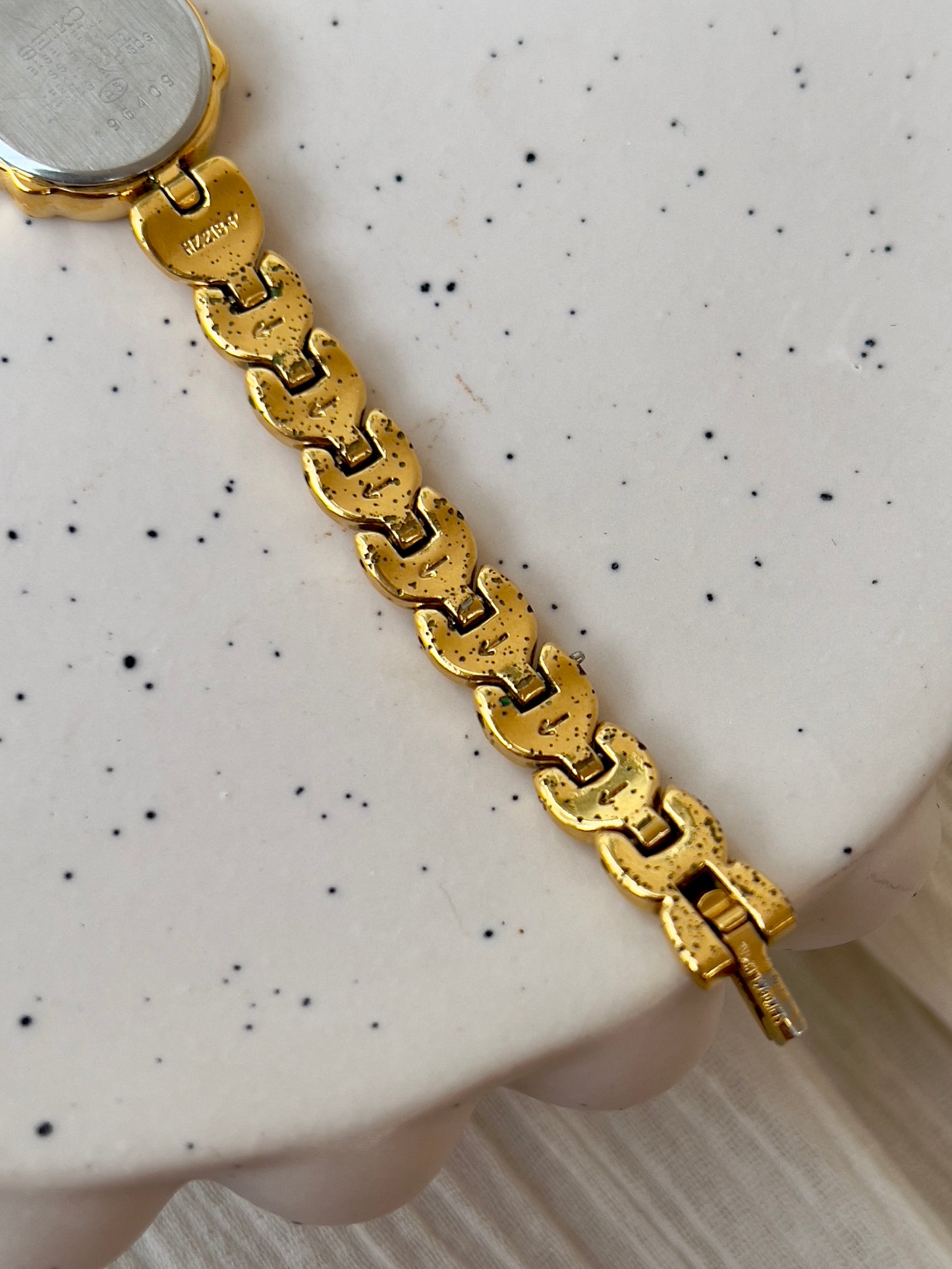 Seiko Tisse Woman's Watch with Diamonds and Leaf Pattern Bracelet