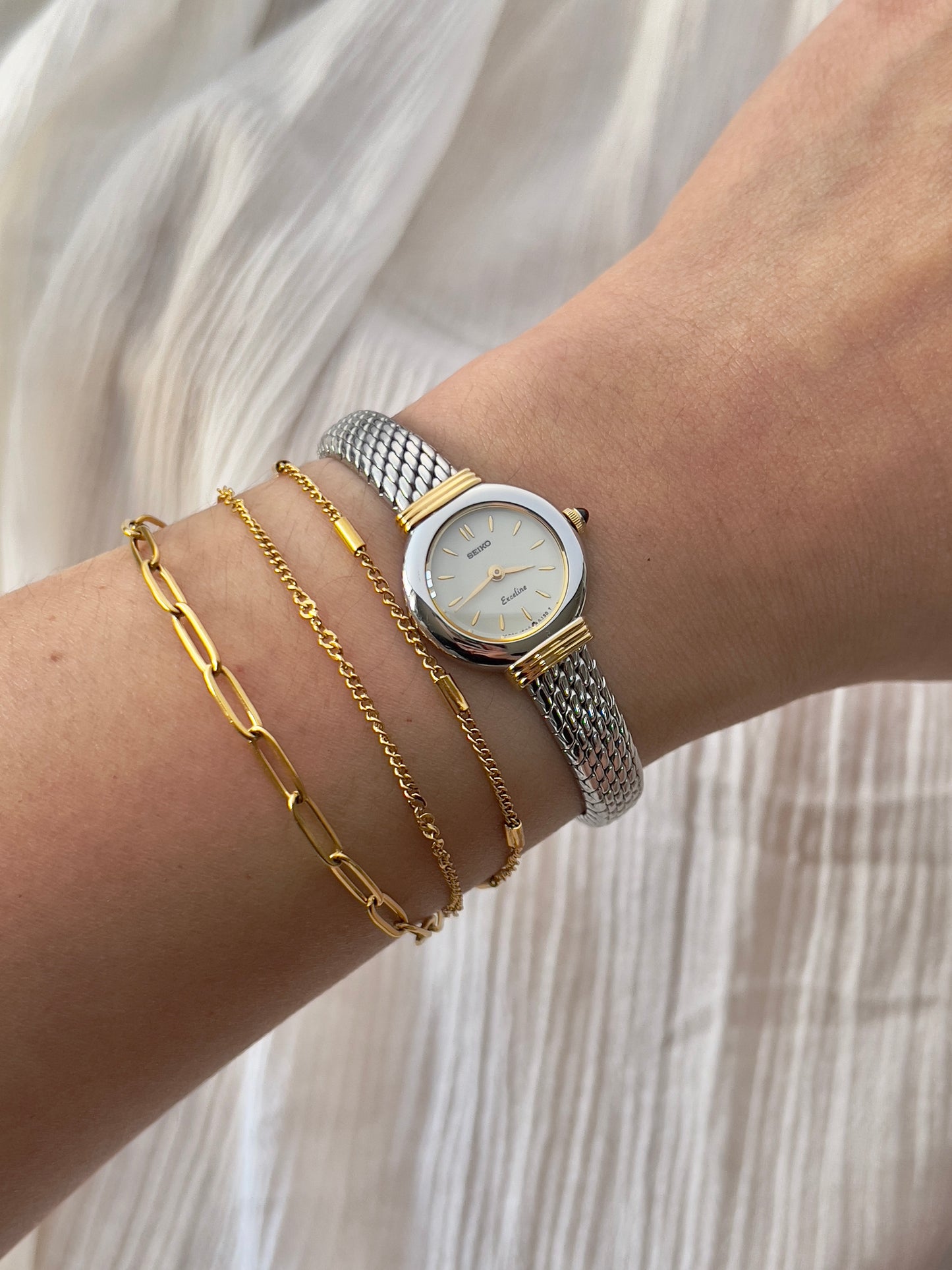 Seiko Two Toned Snake Skin Pattern Bracelet Watch