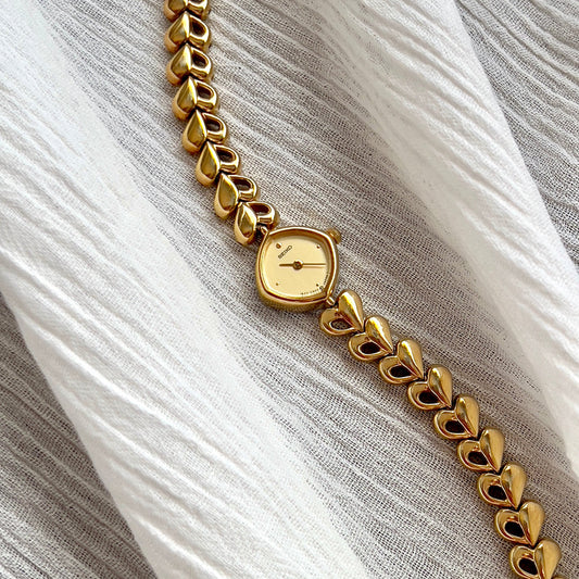 Seiko Gold Toned Women's Watch with Hearts Bracelet