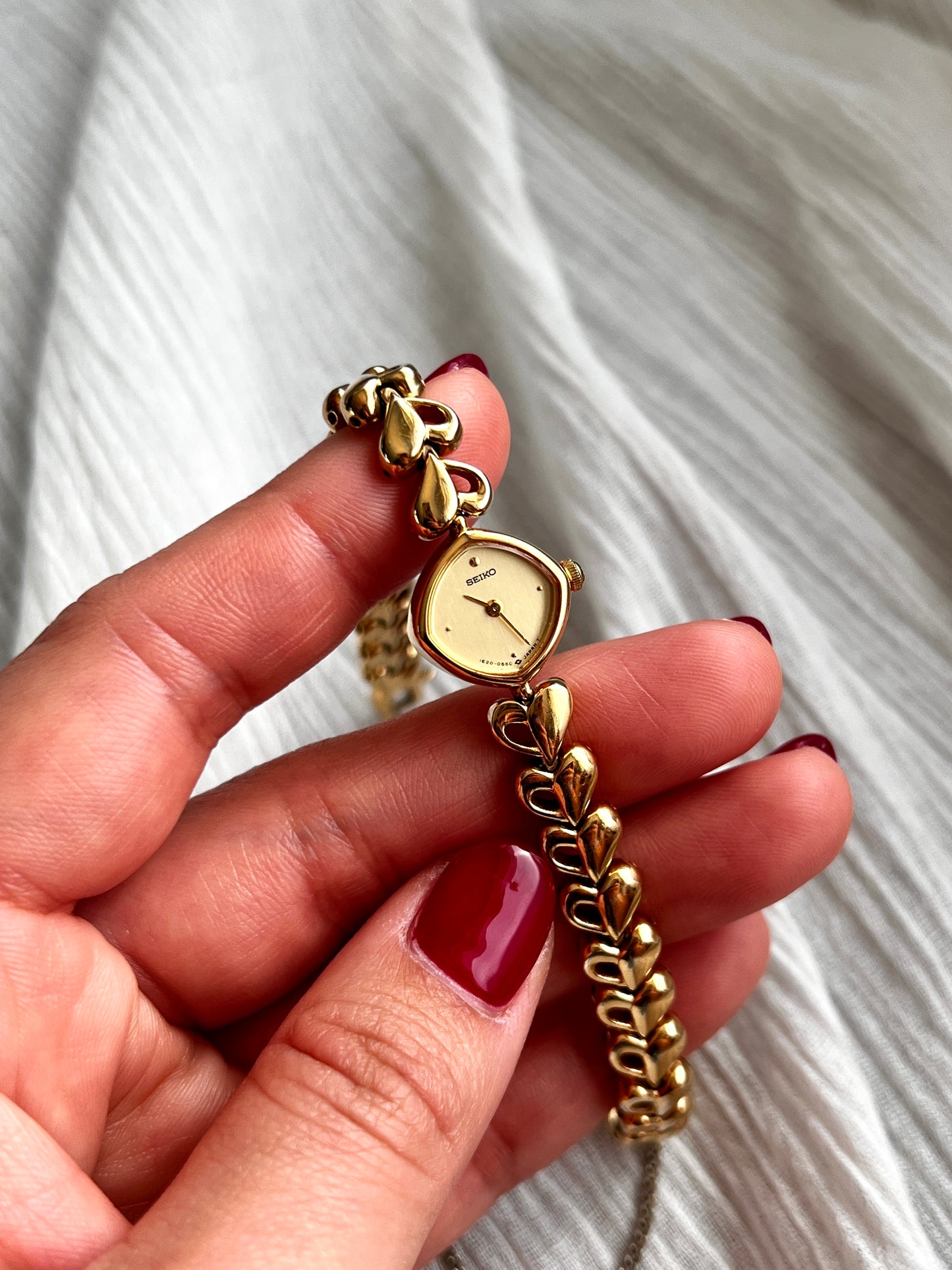 Seiko Gold Toned Women's Watch with Hearts Bracelet