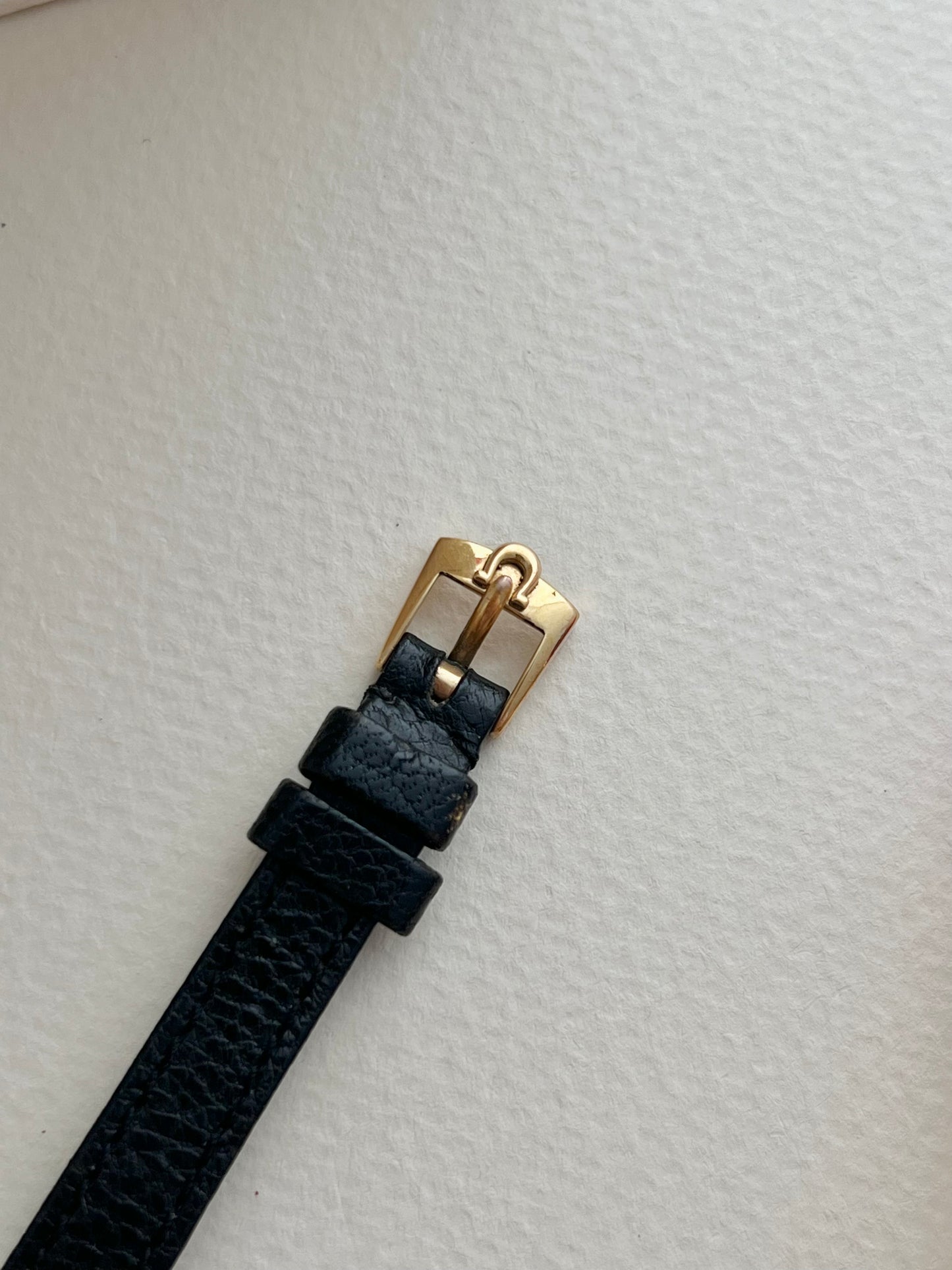 Omega De Ville Tonneau Women's Watch in Gold Tone on Black Leather