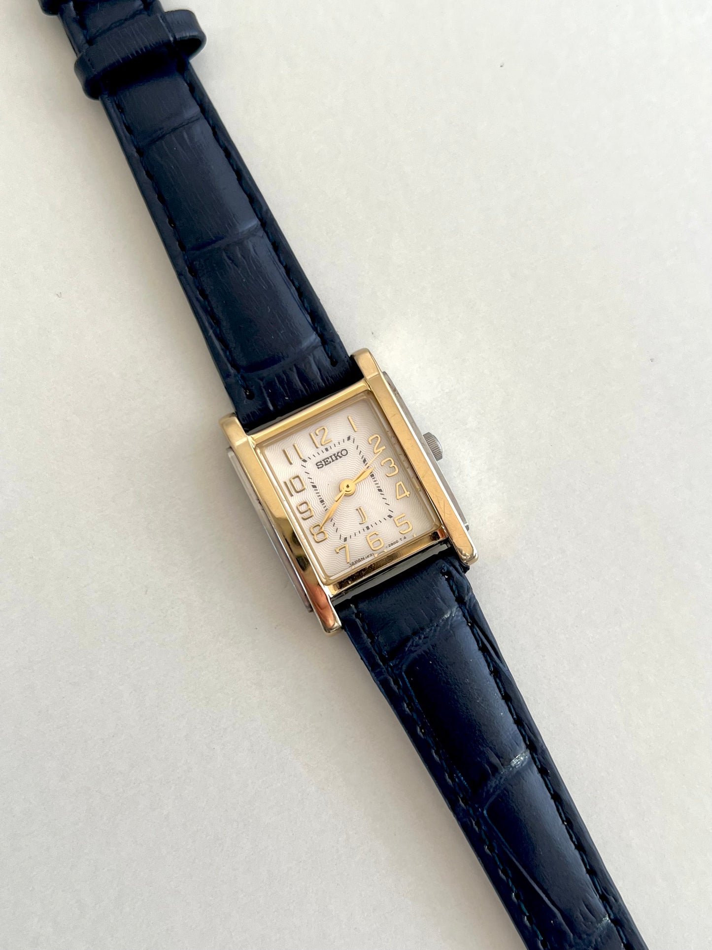 Seiko Two Tone Tank Women's Watch with Guilloche Dial