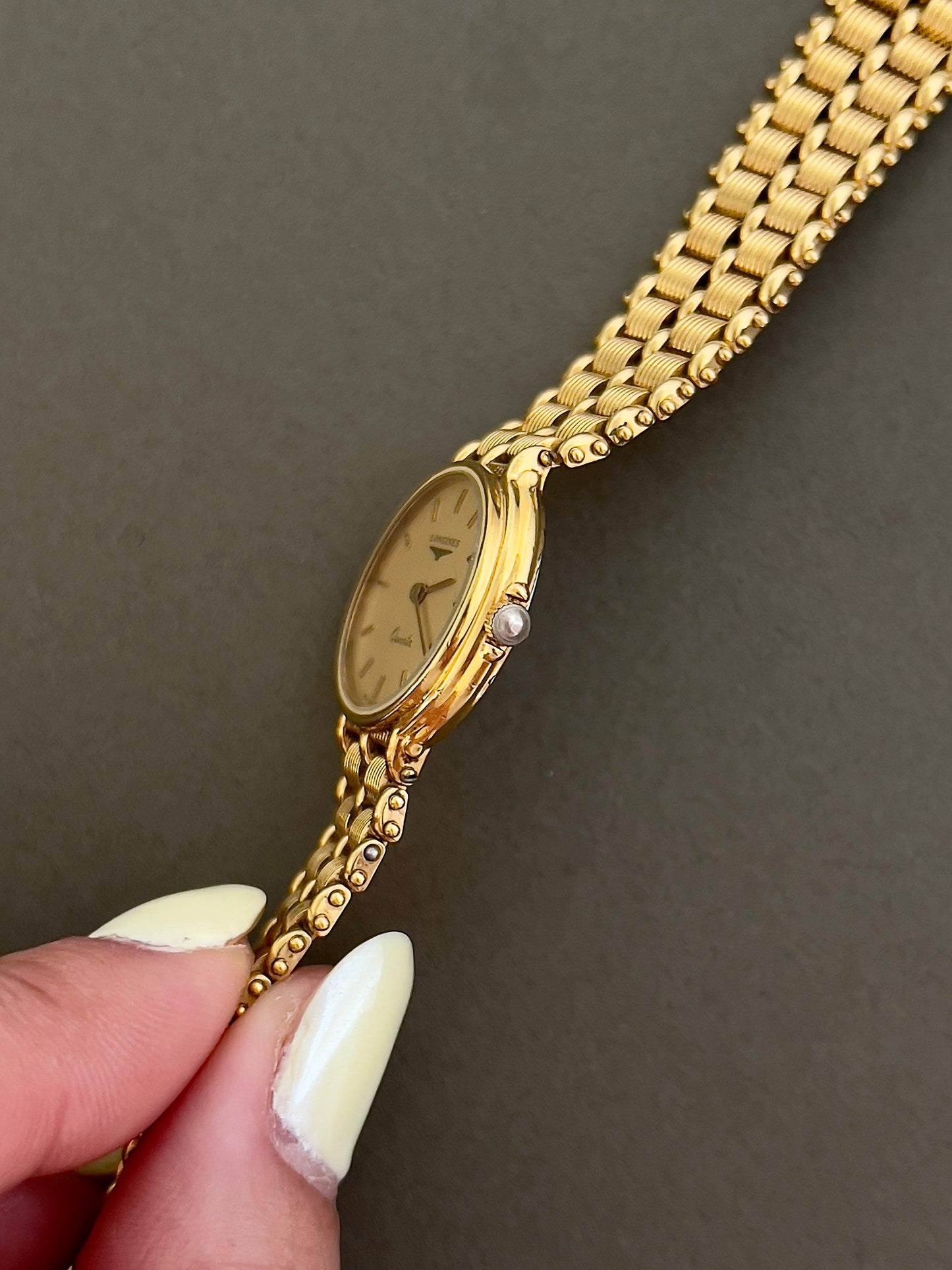 Longines Ladies's Watch in Gold with Unique Patterned Dial