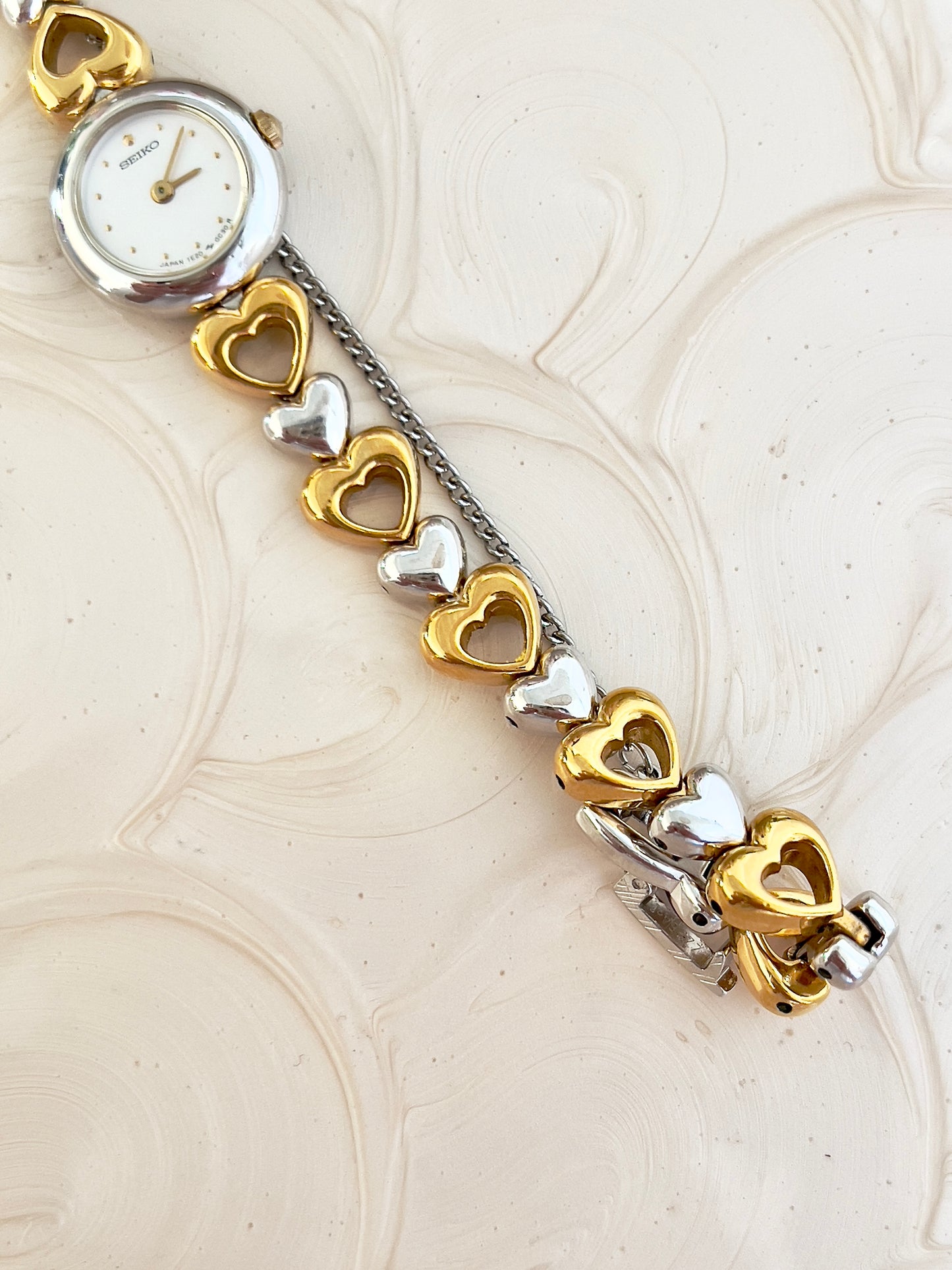 Seiko Dainty Ladies Hearts Bracelet Watch in Two Tone