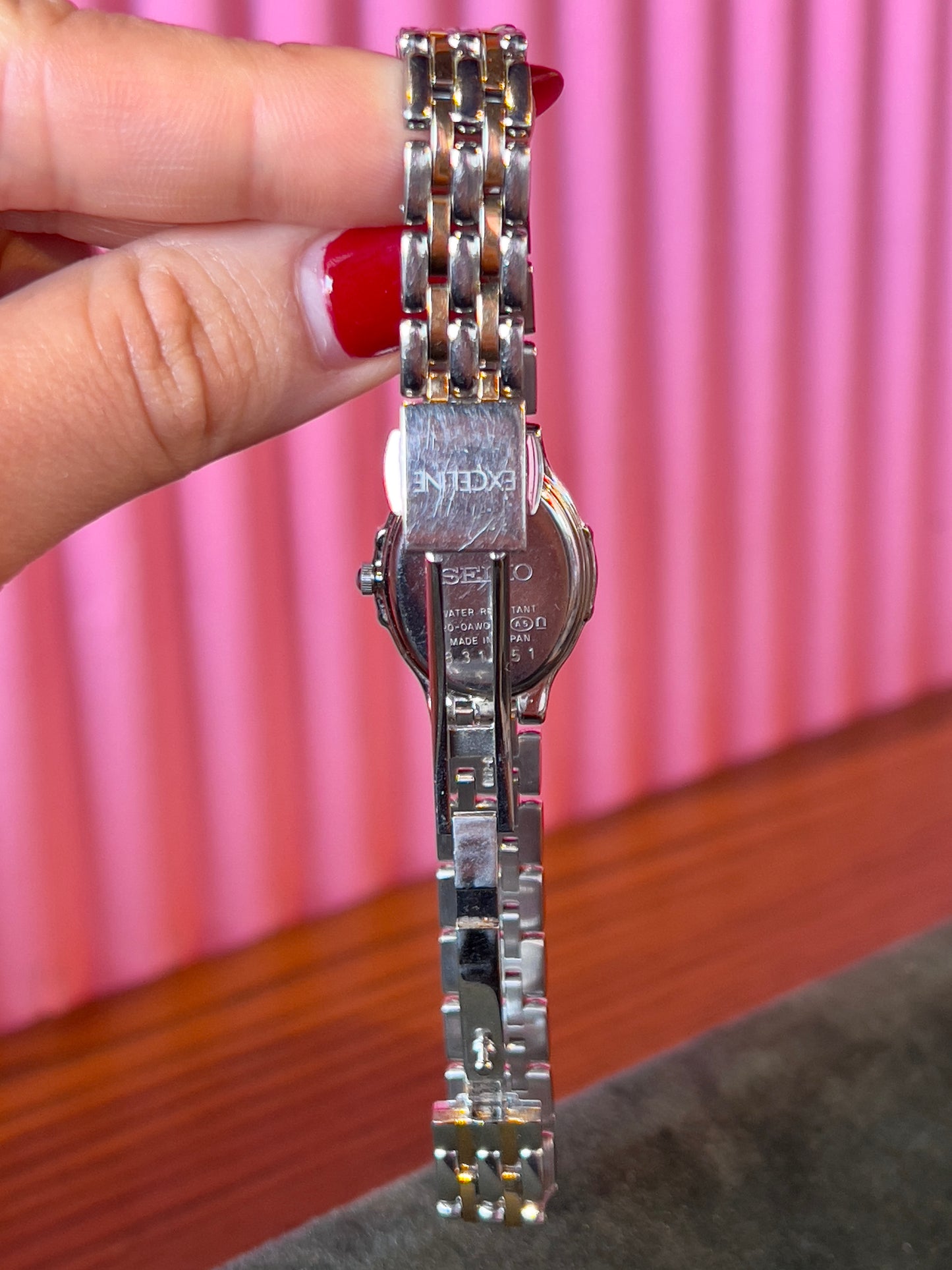 Seiko Exceline Pink Dial Woman's Watch with in-laid Diamonds