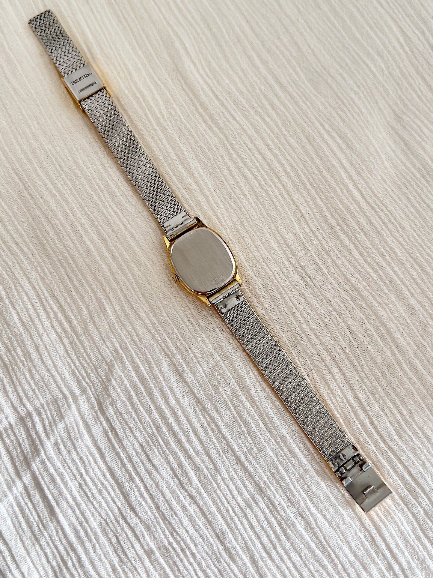 Omega De Ville Ladies Gold Mesh Bracelet Watch with Champagne Dial
