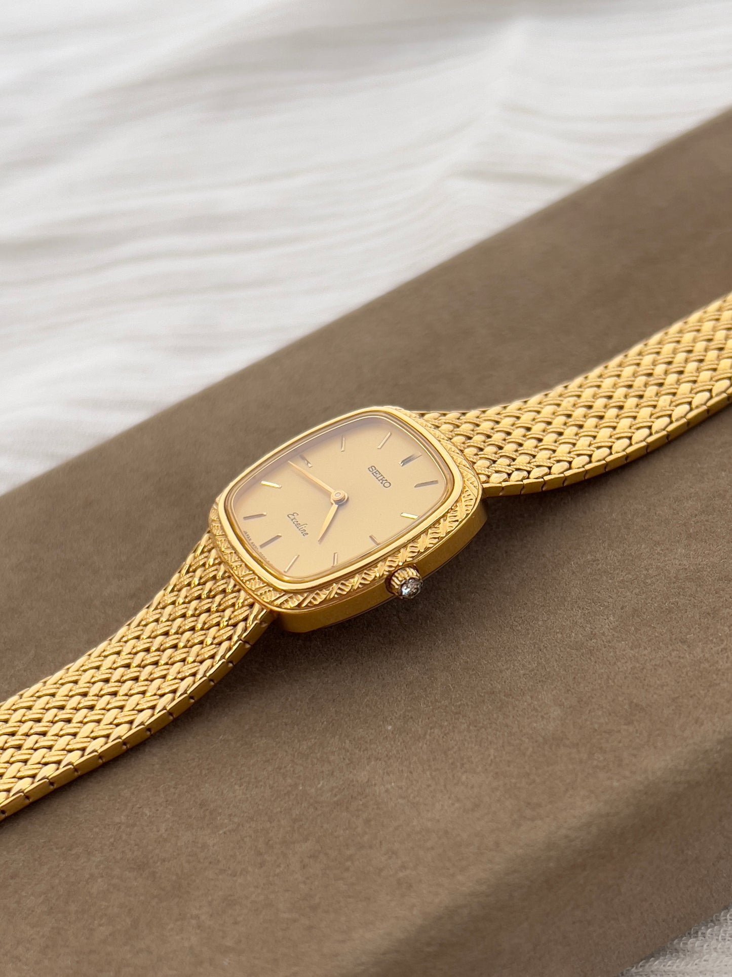 Seiko Exceline Gold Toned Woman's Watch with Diamond Set Crown
