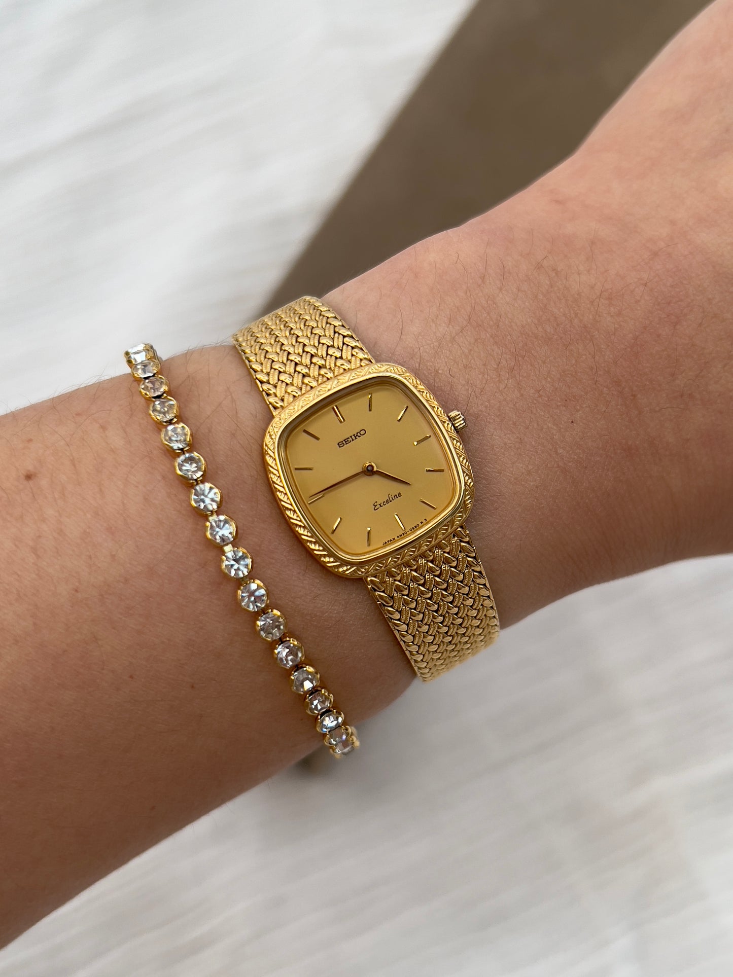 Seiko Exceline Gold Toned Woman's Watch with Diamond Set Crown