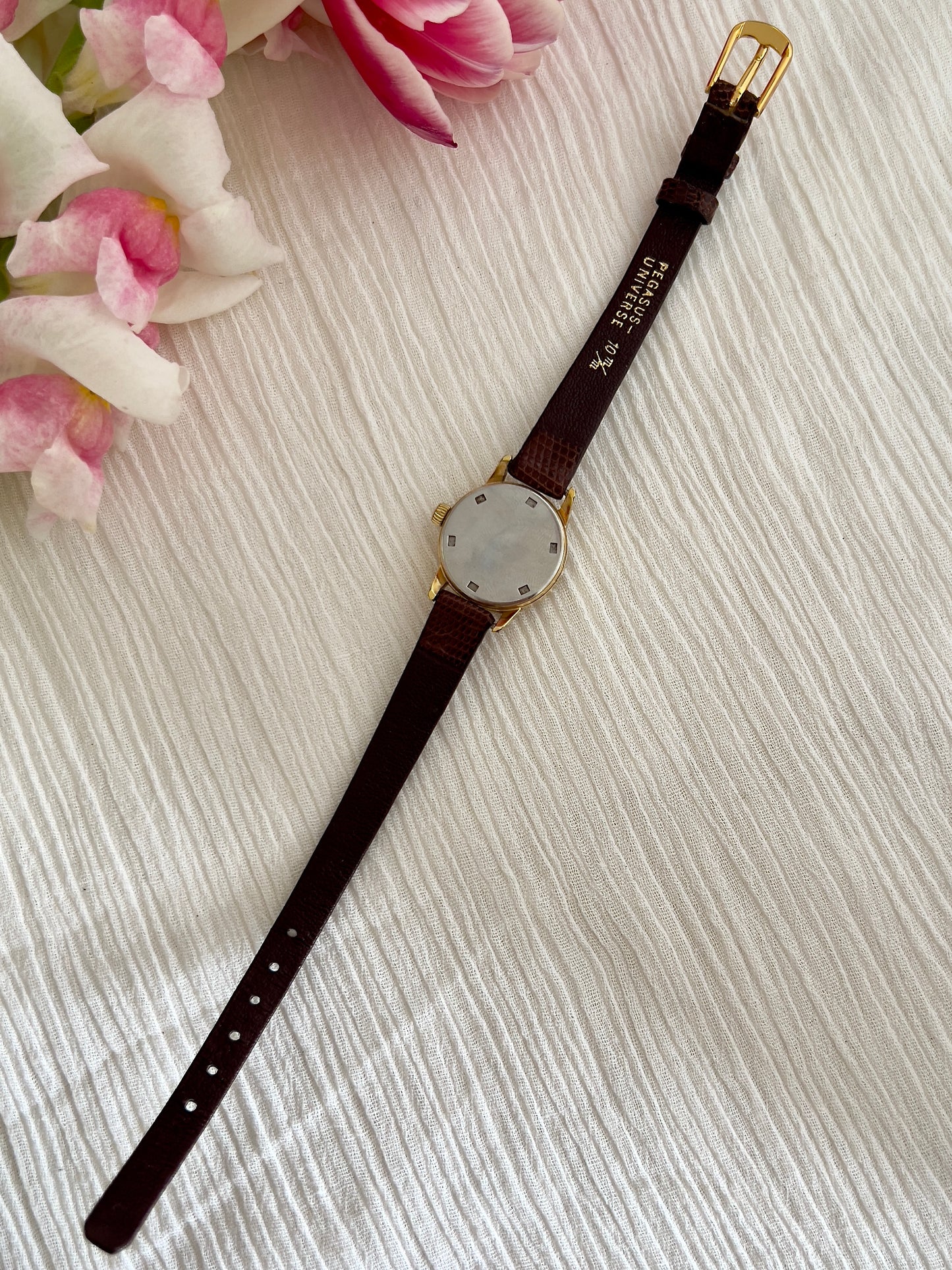 Omega Geneve Automatic Gold Ladies Watch with Champagne Sunburst Dial
