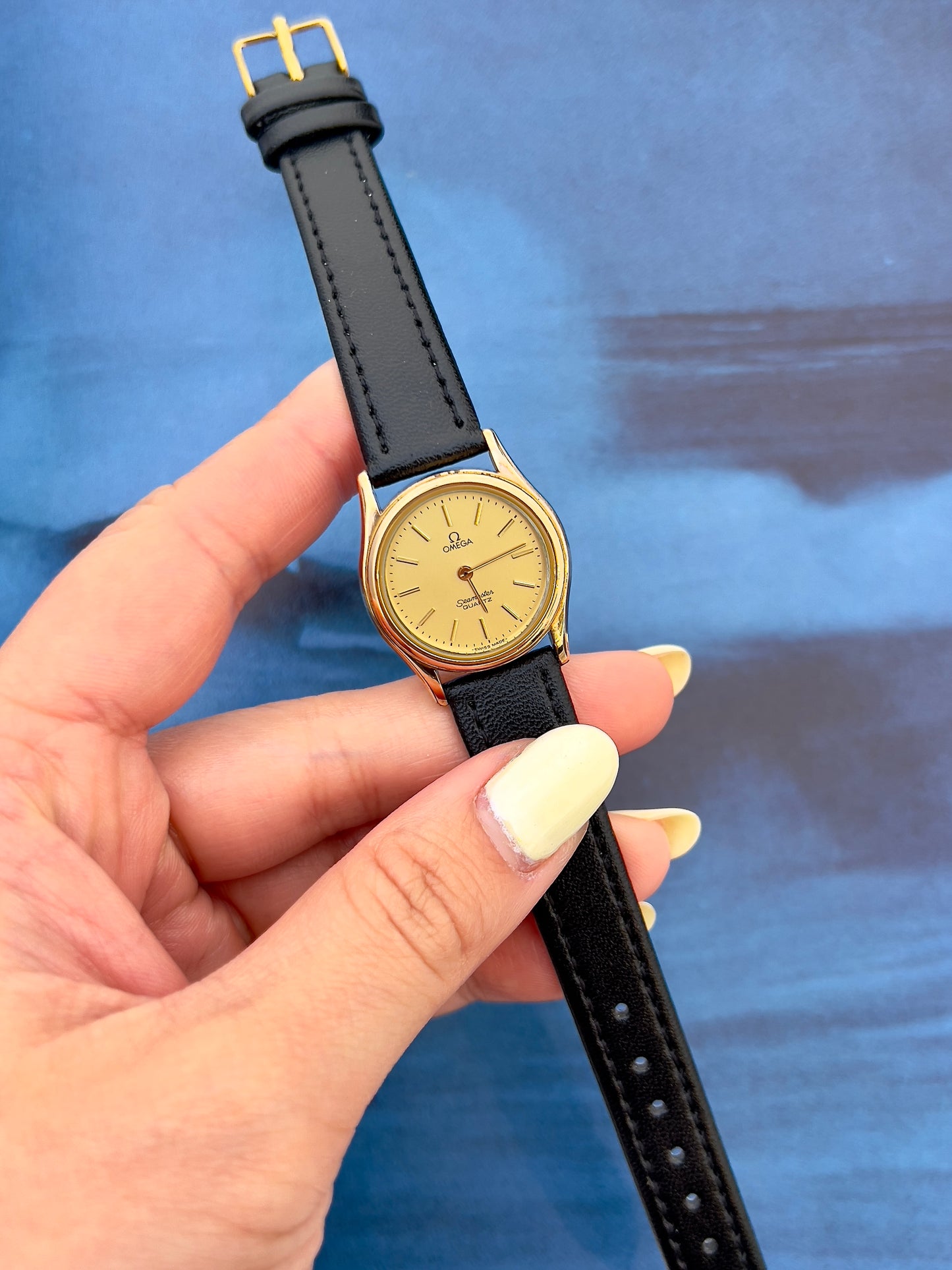 Omega Seamaster Ladies Gold Watch with Cream Dial