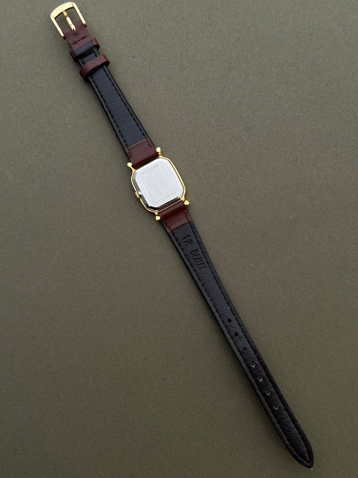 Longines Ladies Gold Cushion Watch with Stardust Wine Dial