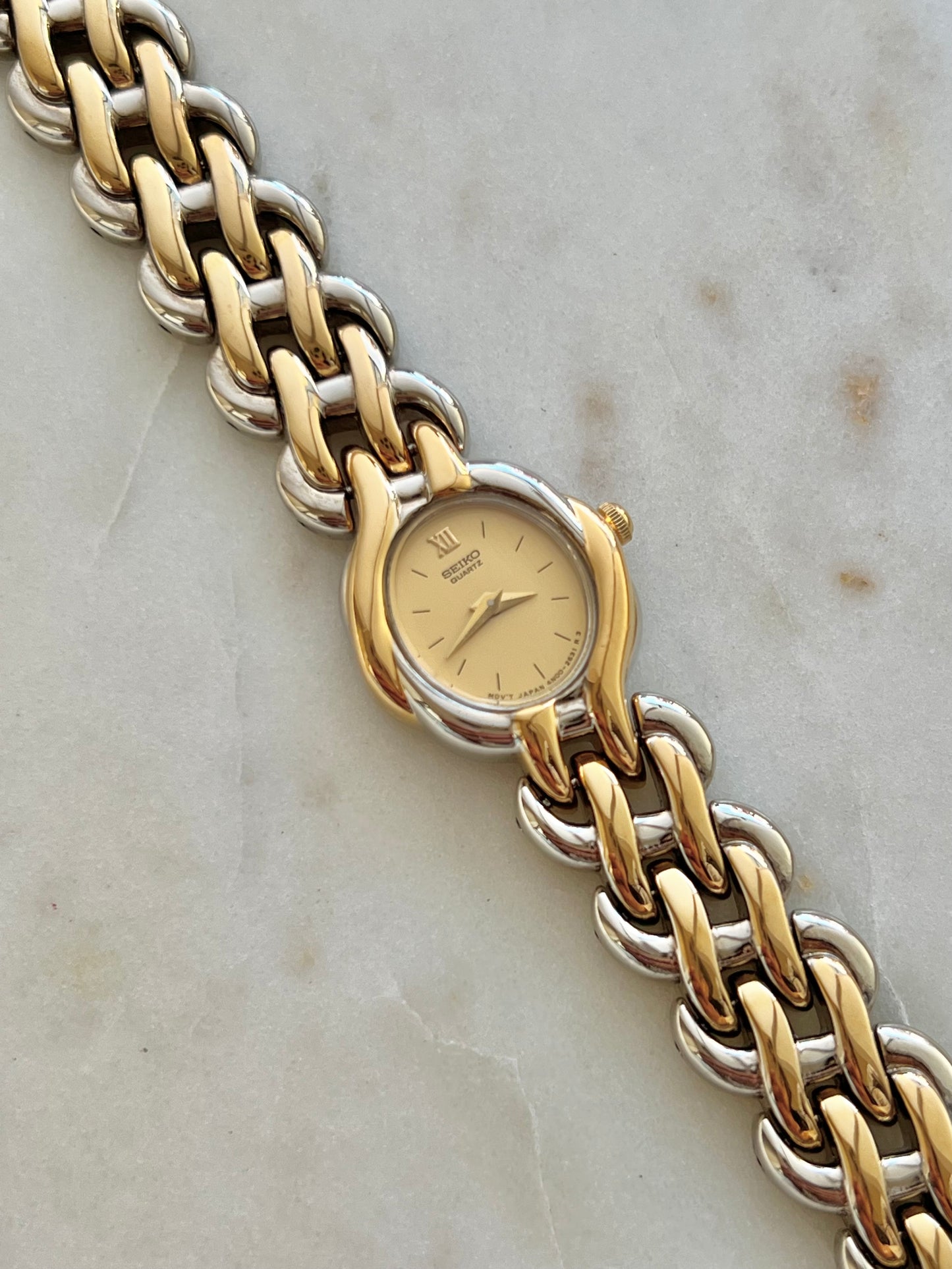Seiko Two Tone Sculptural Bracelet Women’s Watch