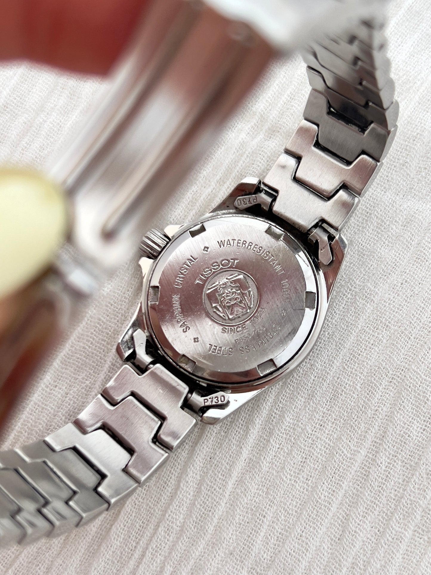 Tissot PR100 Ladies Two Tone Bracelet Watch with Texturized Peach Dial