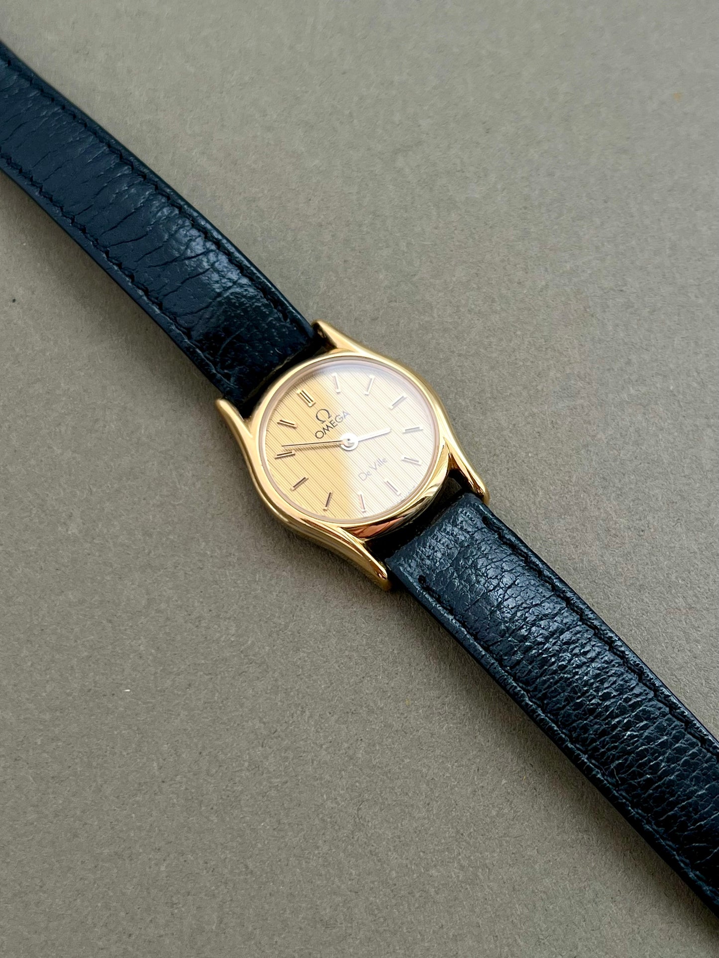 Omega De Ville Ladies Gold Watch with Champagne Textured Dial